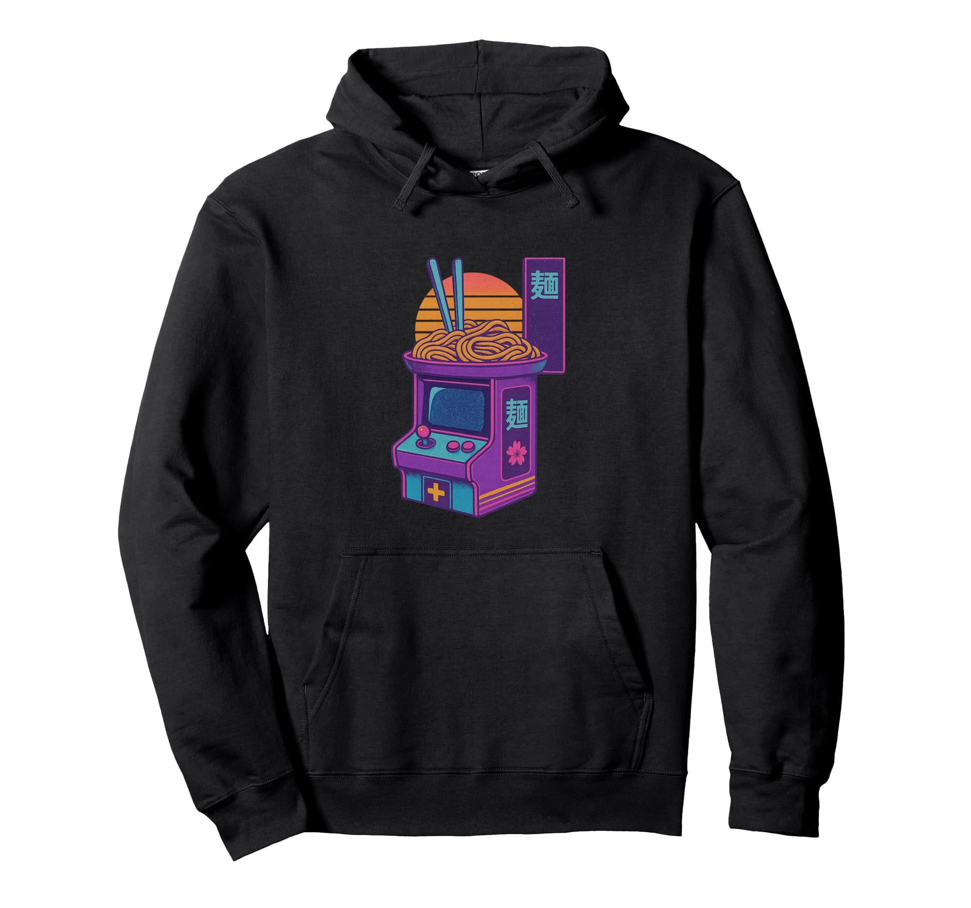 Gaming Ramen Vaporwave Arcade Aesthetic Hoodie - Graphic Print for Adults - T-Shirt, Sweatshirt, Hoodie