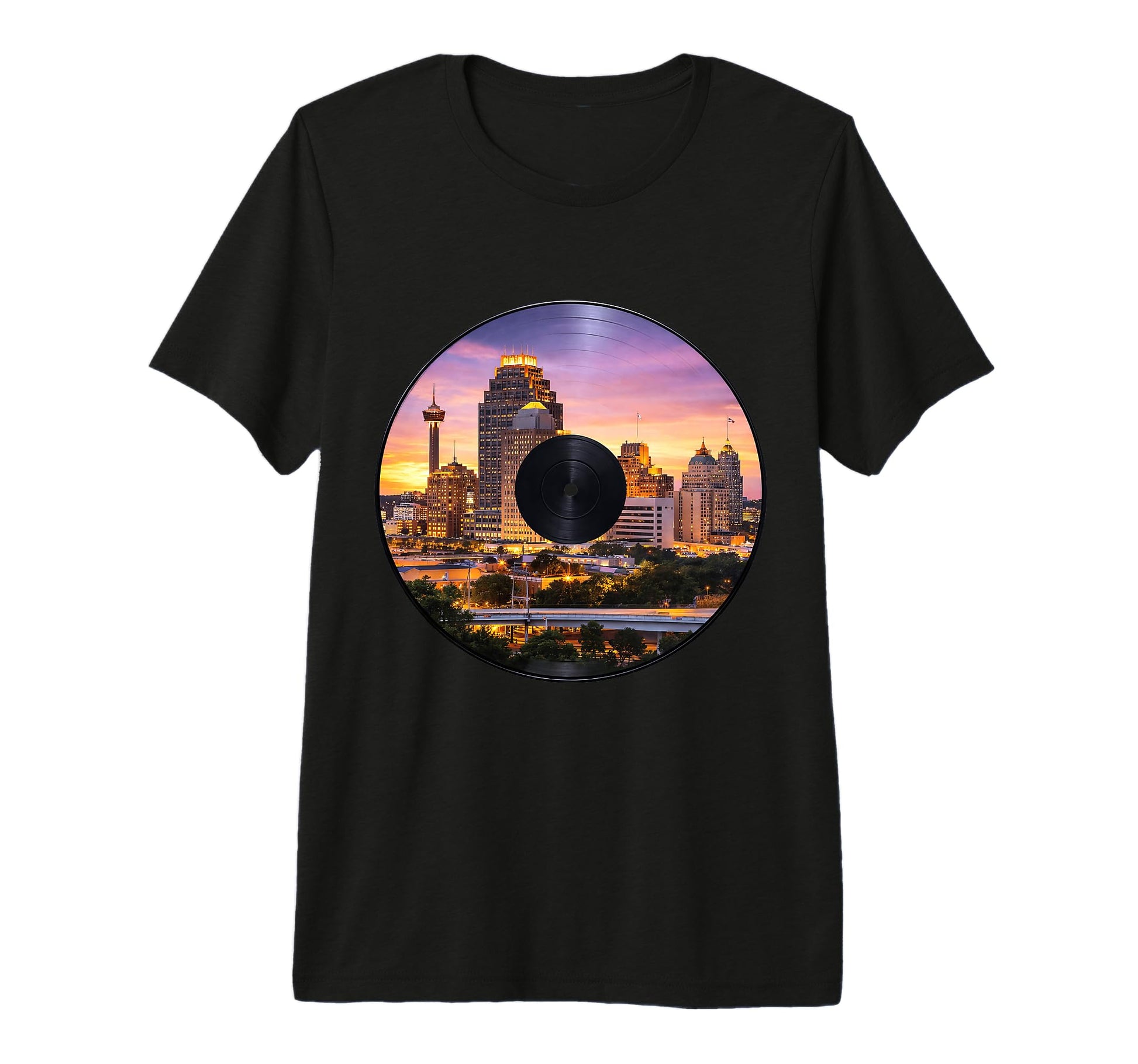 San Antonio Texas Vinyl Tri Blend T-Shirt - Unique Graphic Men Women - T-Shirt, Sweatshirt, Hoodie