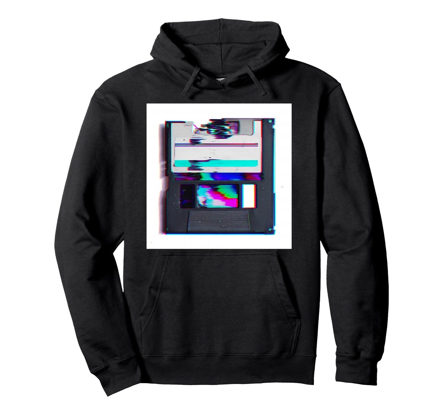 Glitch Floppy Disk Vaporwave Aesthetic Hoodie - Trendy Graphic Unisex - T-Shirt, Sweatshirt, Hoodie