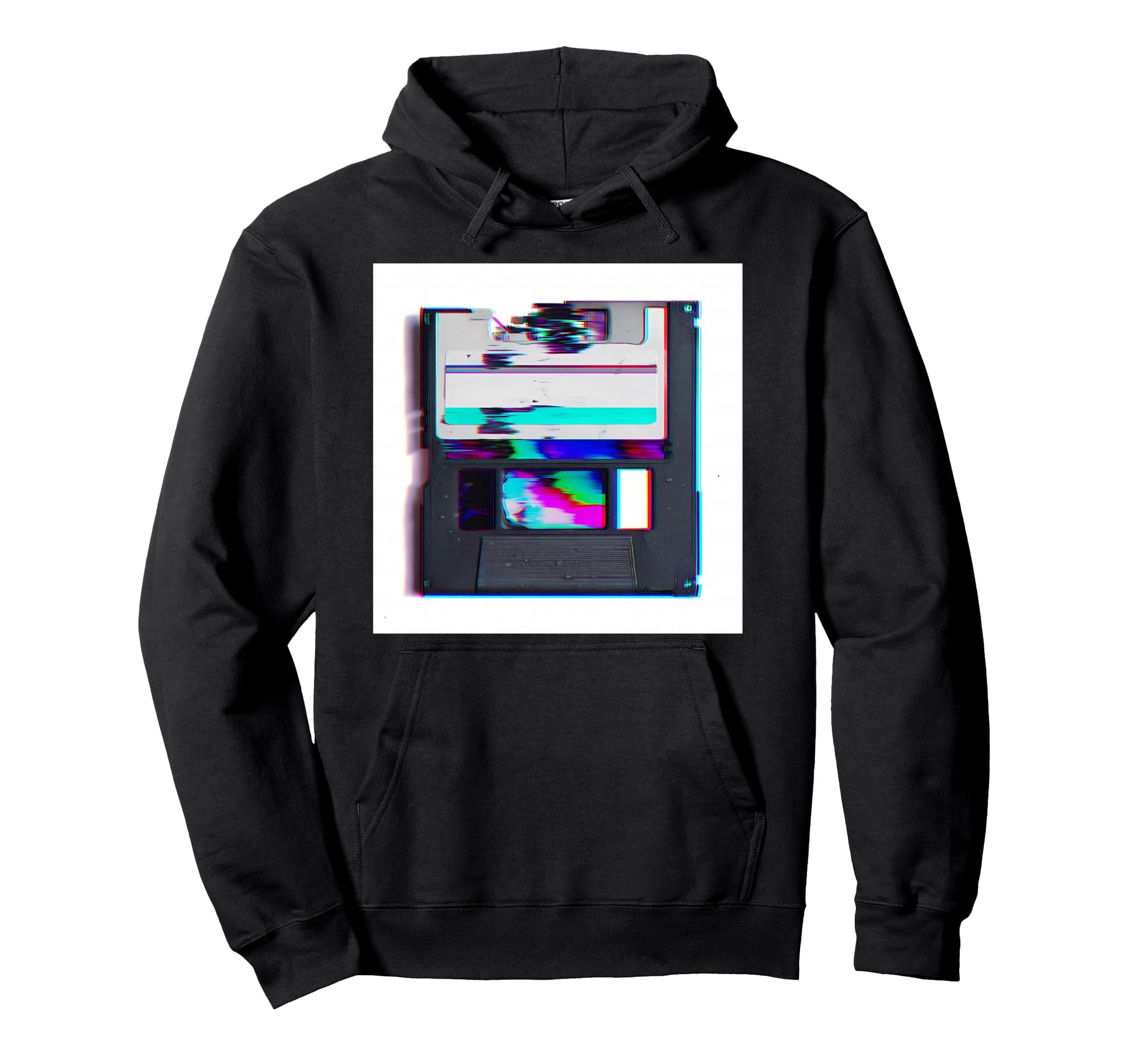 Glitch Floppy Disk Vaporwave Aesthetic Hoodie - Trendy Graphic Unisex - T-Shirt, Sweatshirt, Hoodie