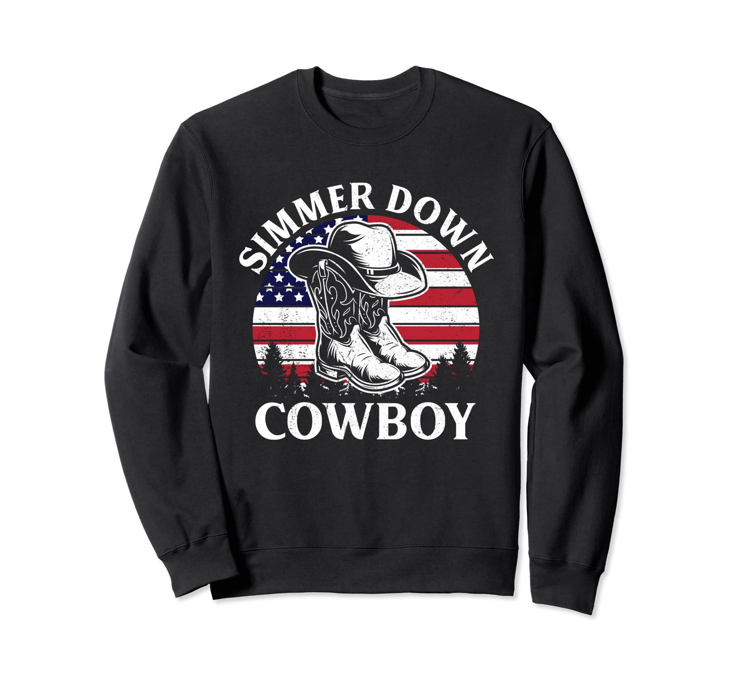 Simmer Down Cowboy Hat Western Sweatshirt - Minimalist Print Unisex - T-Shirt, Sweatshirt, Hoodie