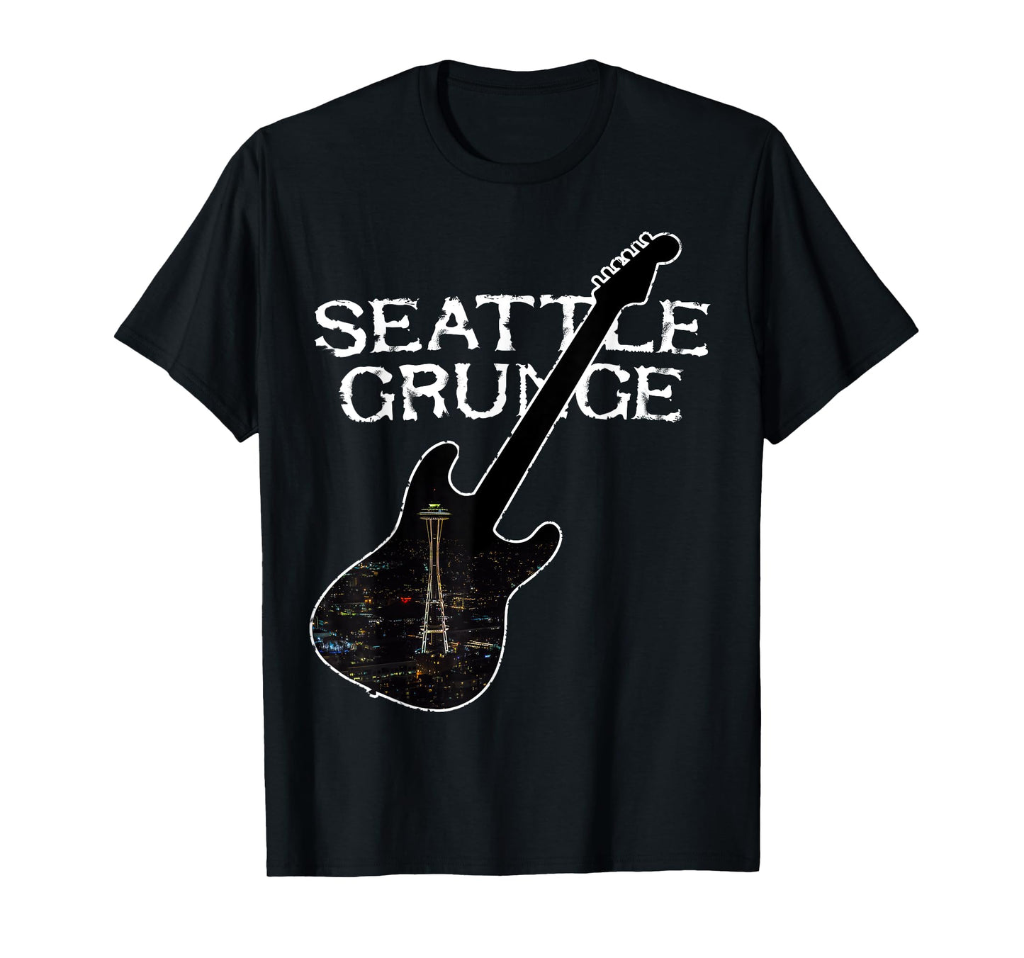 Seattle Grunge Rock Guitar Space T-Shirt - Novelty Apparel for Adults - T-Shirt, Sweatshirt, Hoodie