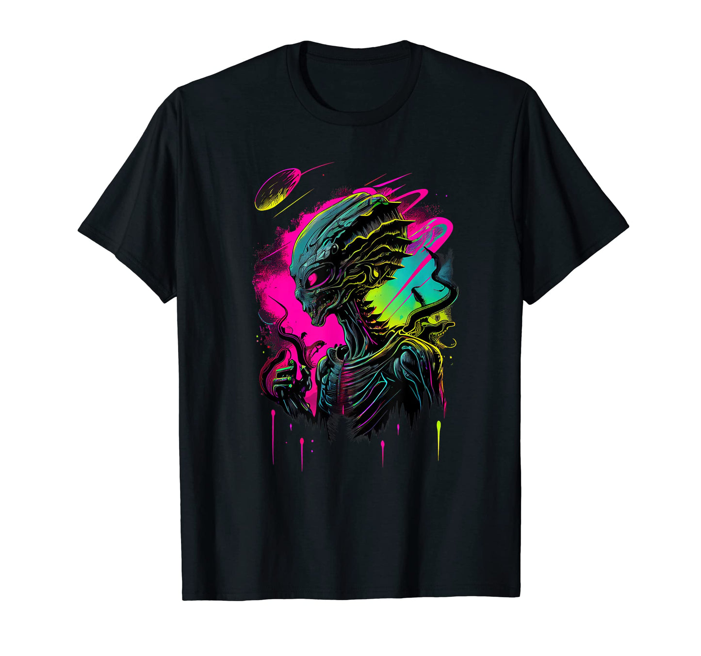 Synthwave Retrowave Alien Colorful T-Shirt - Novelty Apparel Men Women - T-Shirt, Sweatshirt, Hoodie
