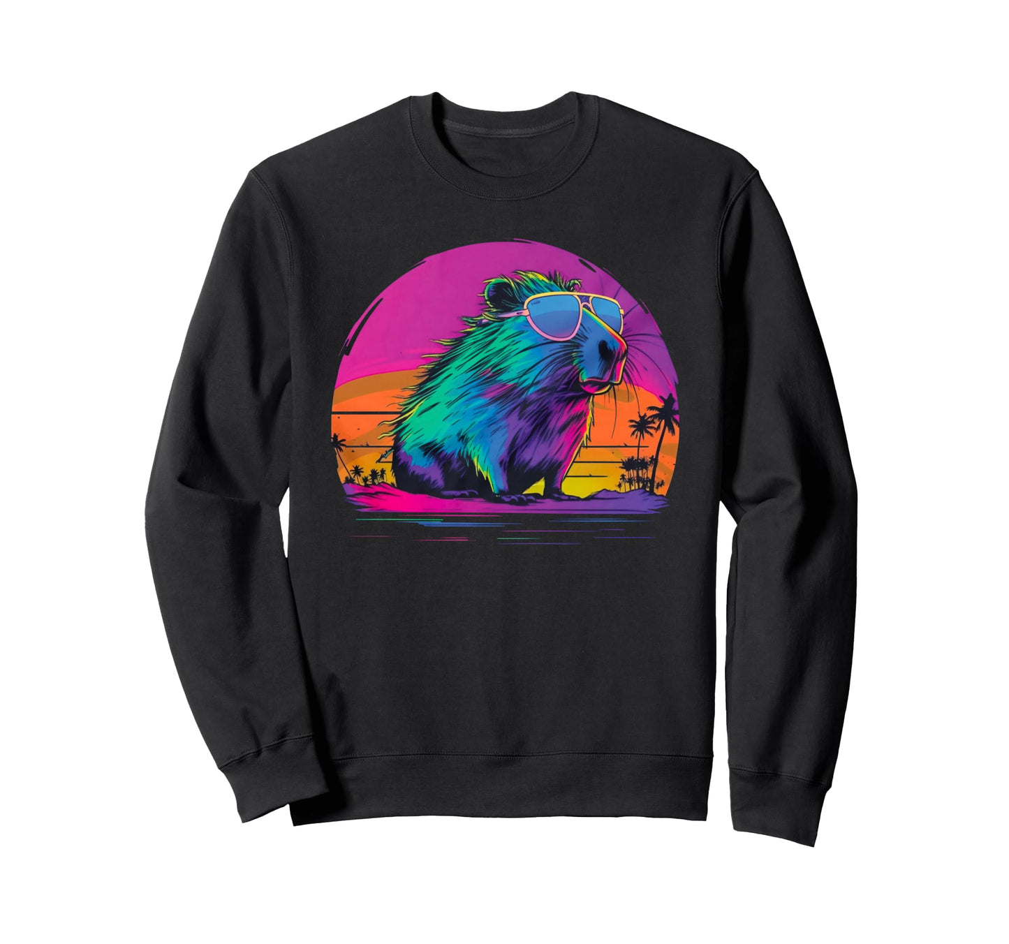 Funny Capybara Rodent Vaporwave Sweatshirt - Novelty Apparel Unisex - T-Shirt, Sweatshirt, Hoodie
