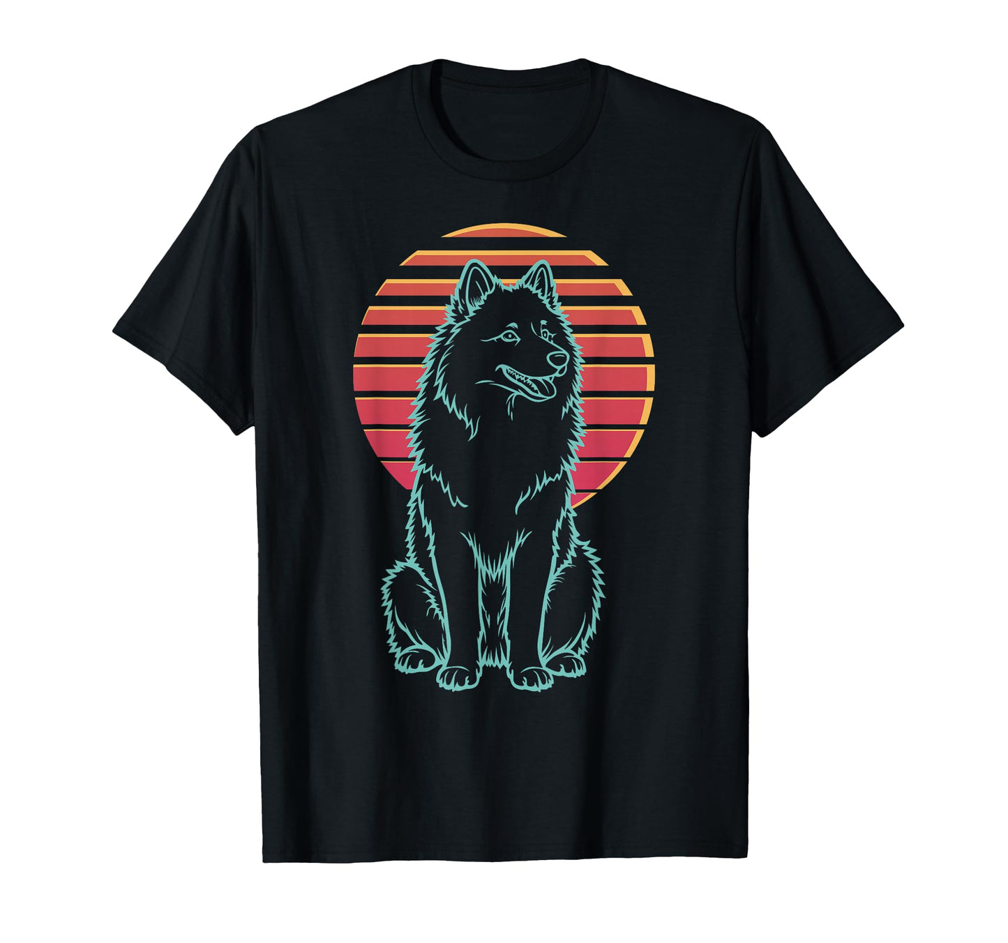 Keeshond Lover Dog Owner Synthwave 80S T-Shirt - Streetwear Style Men Women - T-Shirt, Sweatshirt, Hoodie
