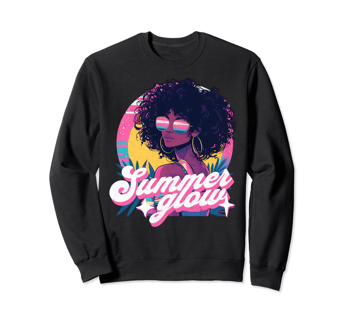 Summer Glow Black Sunset Sweatshirt - Aesthetic Graphic for Adults - T-Shirt, Sweatshirt, Hoodie