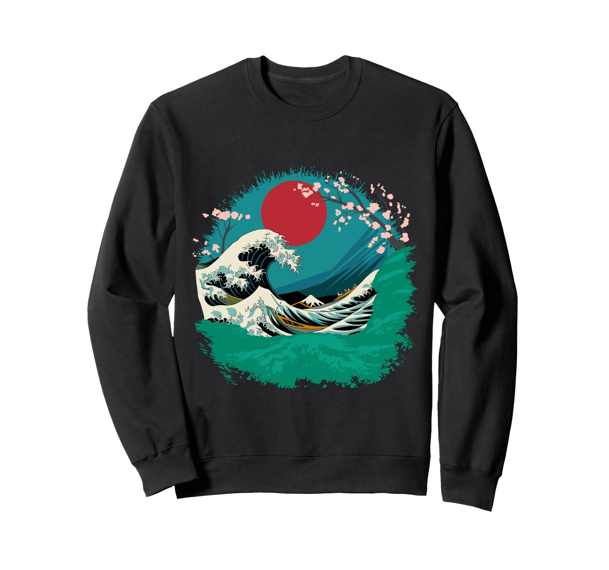 Big Wave Vaporwave Aesthetic Sweatshirt - Casual Everyday Wear Men Women - T-Shirt, Sweatshirt, Hoodie