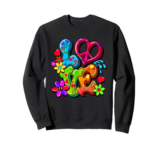 60S 70S Flower Power Hippy Groovy Sweatshirt - Trendy Graphic Men Women - T-Shirt, Sweatshirt, Hoodie