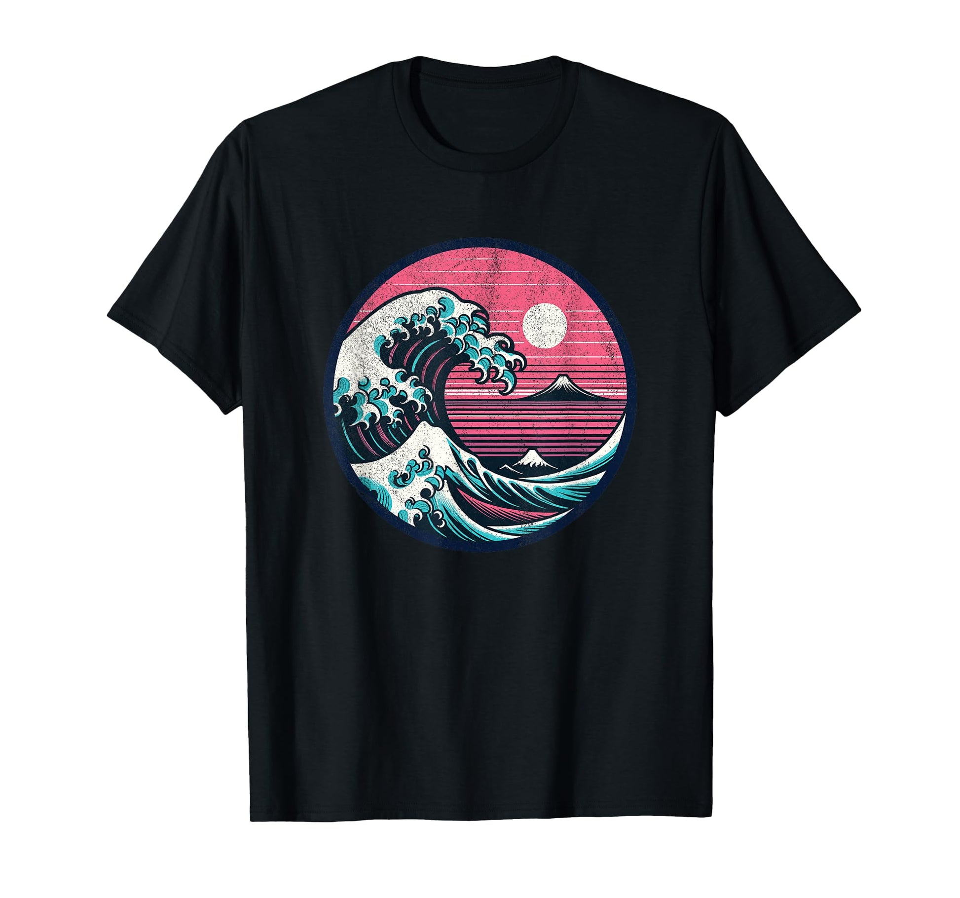 Great Wave Kanagawa Vaporwave T-Shirt - Custom Art Print for Adults - T-Shirt, Sweatshirt, Hoodie