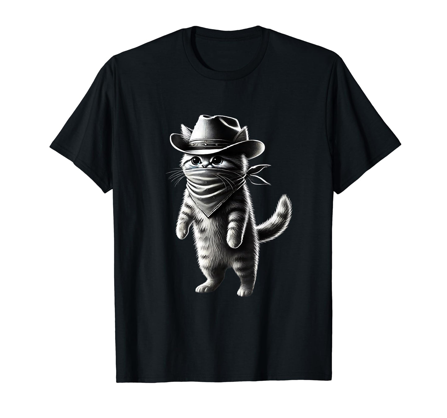 Meowdy Funny Cat Wearing Cowboy Hat T-Shirt - Minimalist Print Unisex - T-Shirt, Sweatshirt, Hoodie
