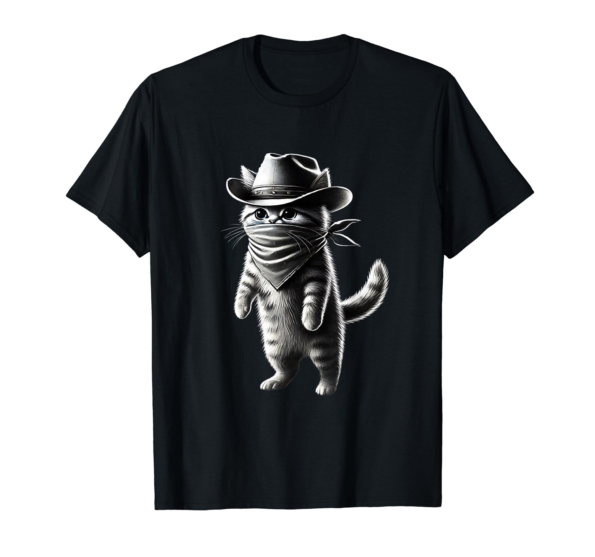 Meowdy Funny Cat Wearing Cowboy Hat T-Shirt - Minimalist Print Unisex - T-Shirt, Sweatshirt, Hoodie
