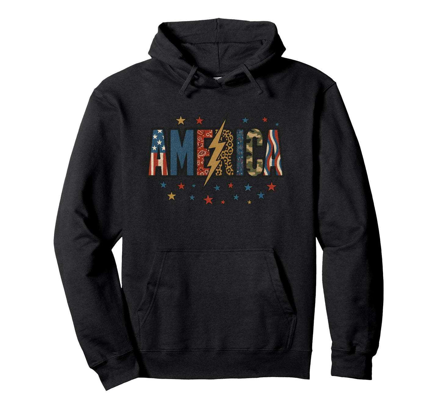 America Lightning Bolt Western Patriotic 4Th Hoodie - Graphic Print Unisex - T-Shirt, Sweatshirt, Hoodie