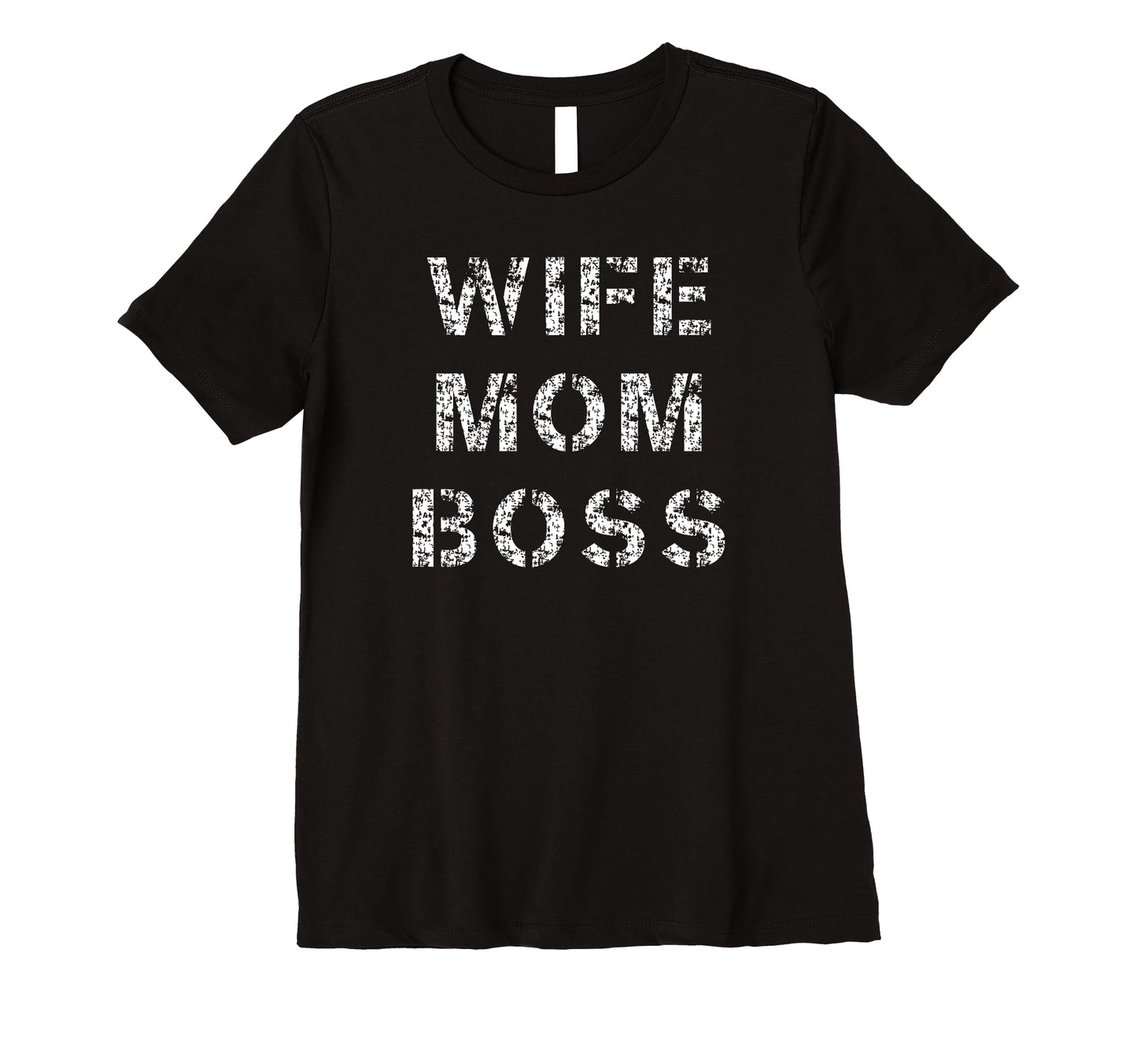 Womens Distressed Wife Mom Boss 90S T-Shirt - Minimalist Print for Adults - T-Shirt, Sweatshirt, Hoodie