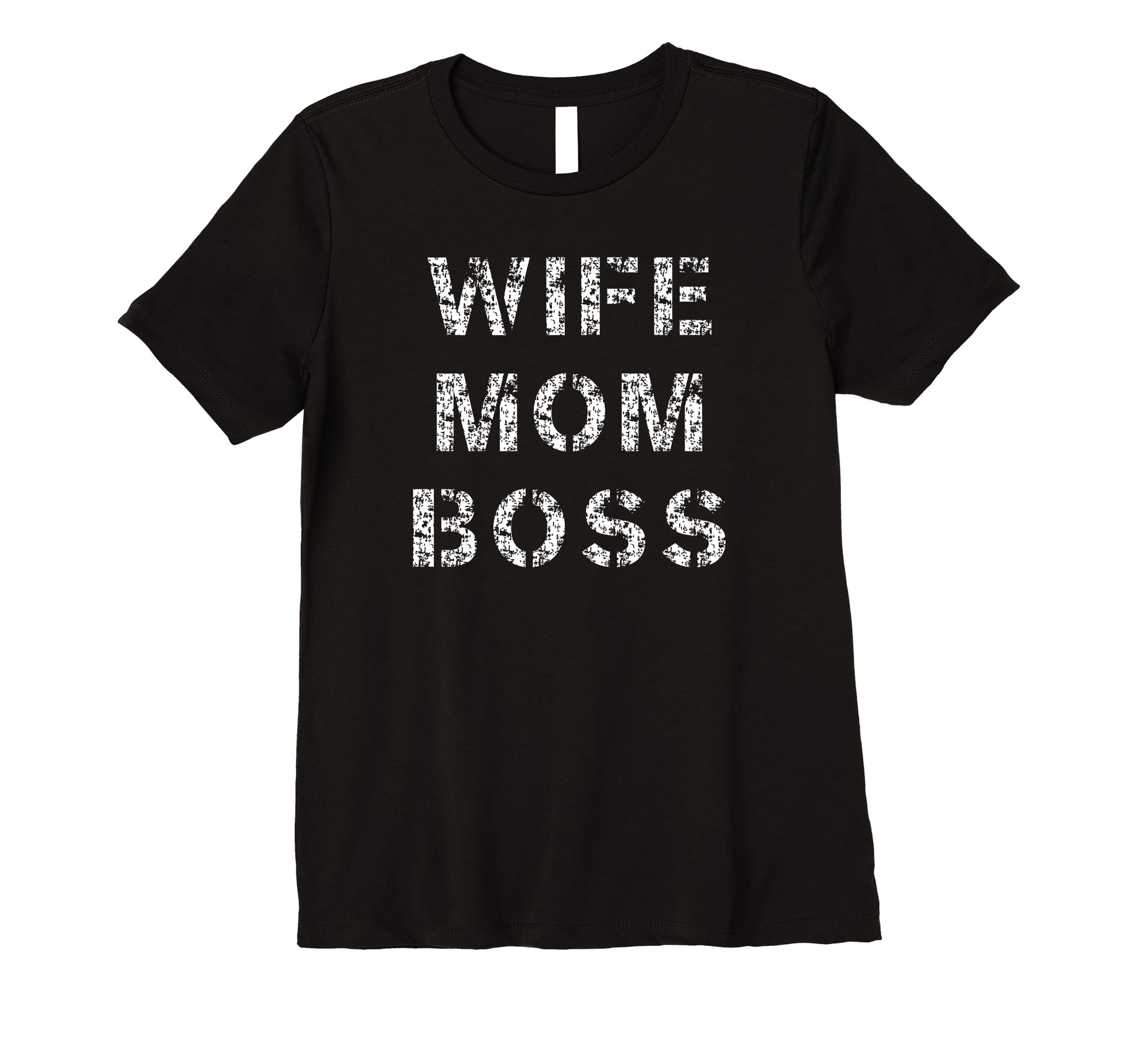 Womens Distressed Wife Mom Boss 90S T-Shirt - Minimalist Print for Adults - T-Shirt, Sweatshirt, Hoodie