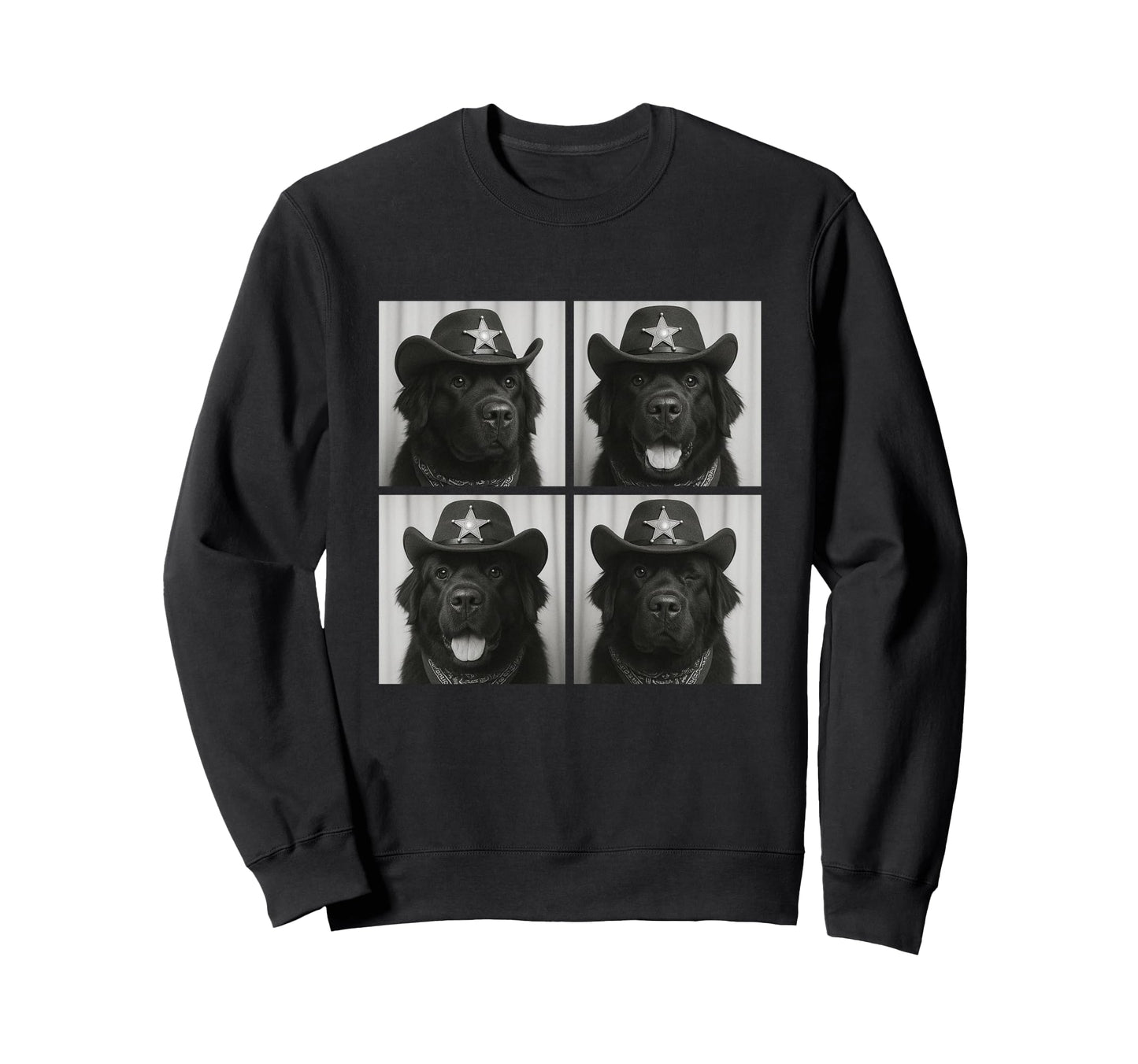 Newfoundland Funny Cowboy Dogs Sweatshirt - Custom Art Print Men Women - T-Shirt, Sweatshirt, Hoodie
