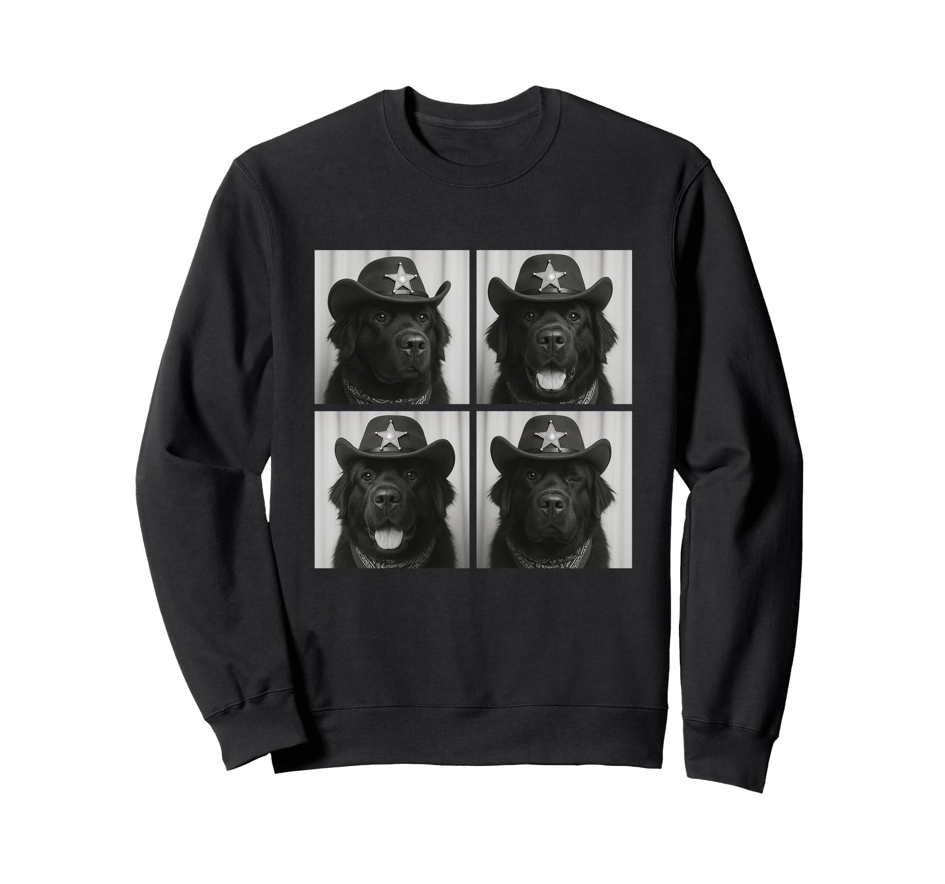 Newfoundland Funny Cowboy Dogs Sweatshirt - Custom Art Print Men Women - T-Shirt, Sweatshirt, Hoodie