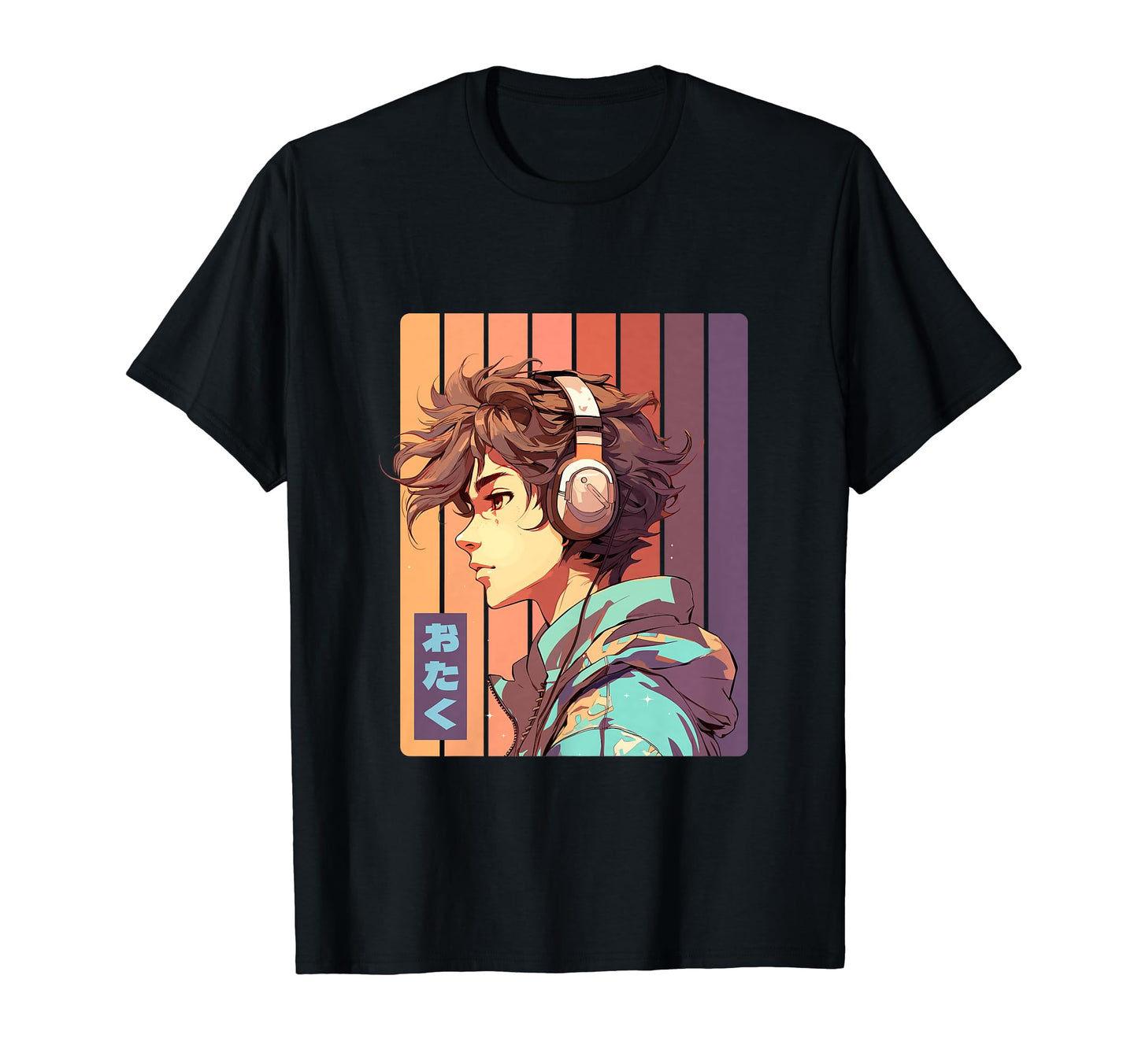 Aesthetic Vaporwave Anime Headphones T-Shirt - Minimalist Print Unisex - T-Shirt, Sweatshirt, Hoodie