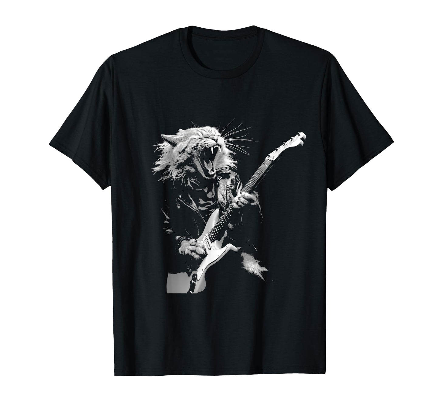 Rock Cat Playing Guitar Funny Guitar T-Shirt - Graphic Print for Adults - T-Shirt, Sweatshirt, Hoodie