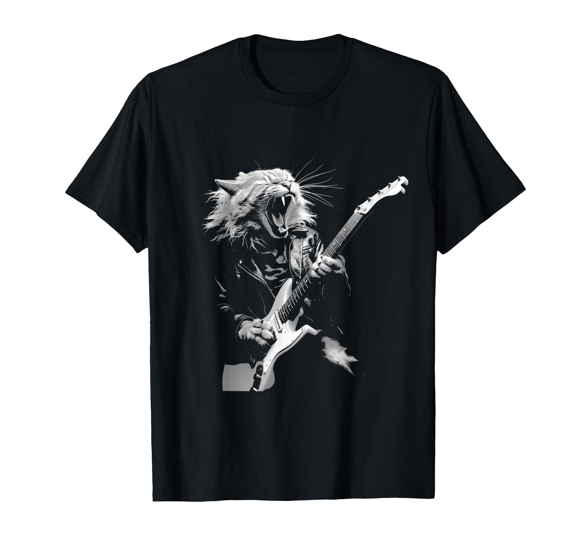 Rock Cat Playing Guitar Funny Guitar T-Shirt - Graphic Print for Adults - T-Shirt, Sweatshirt, Hoodie