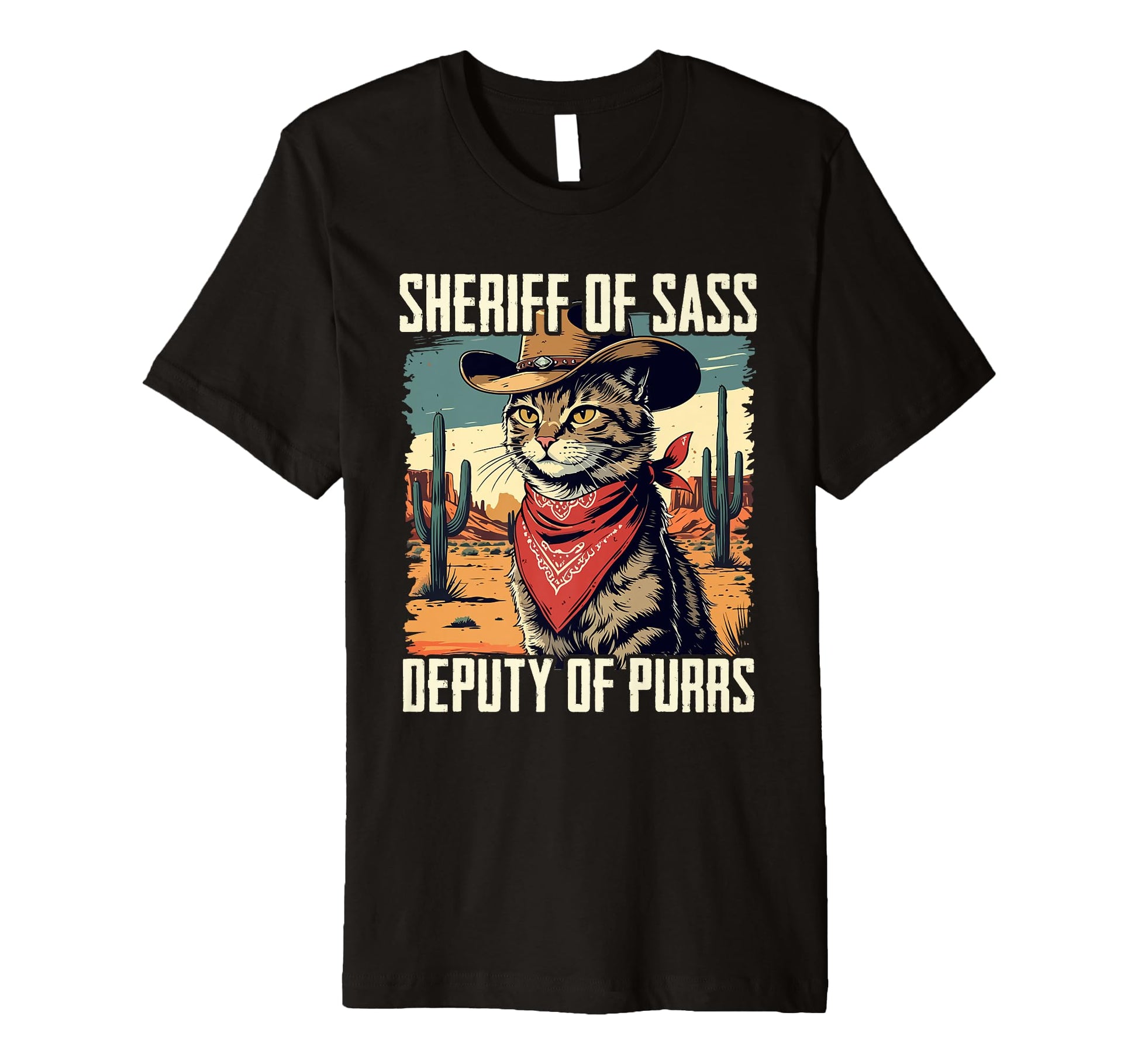 Funny Sheriff Cat Meme Cowboy T-Shirt - Fun Novelty Design Unisex - T-Shirt, Sweatshirt, Hoodie