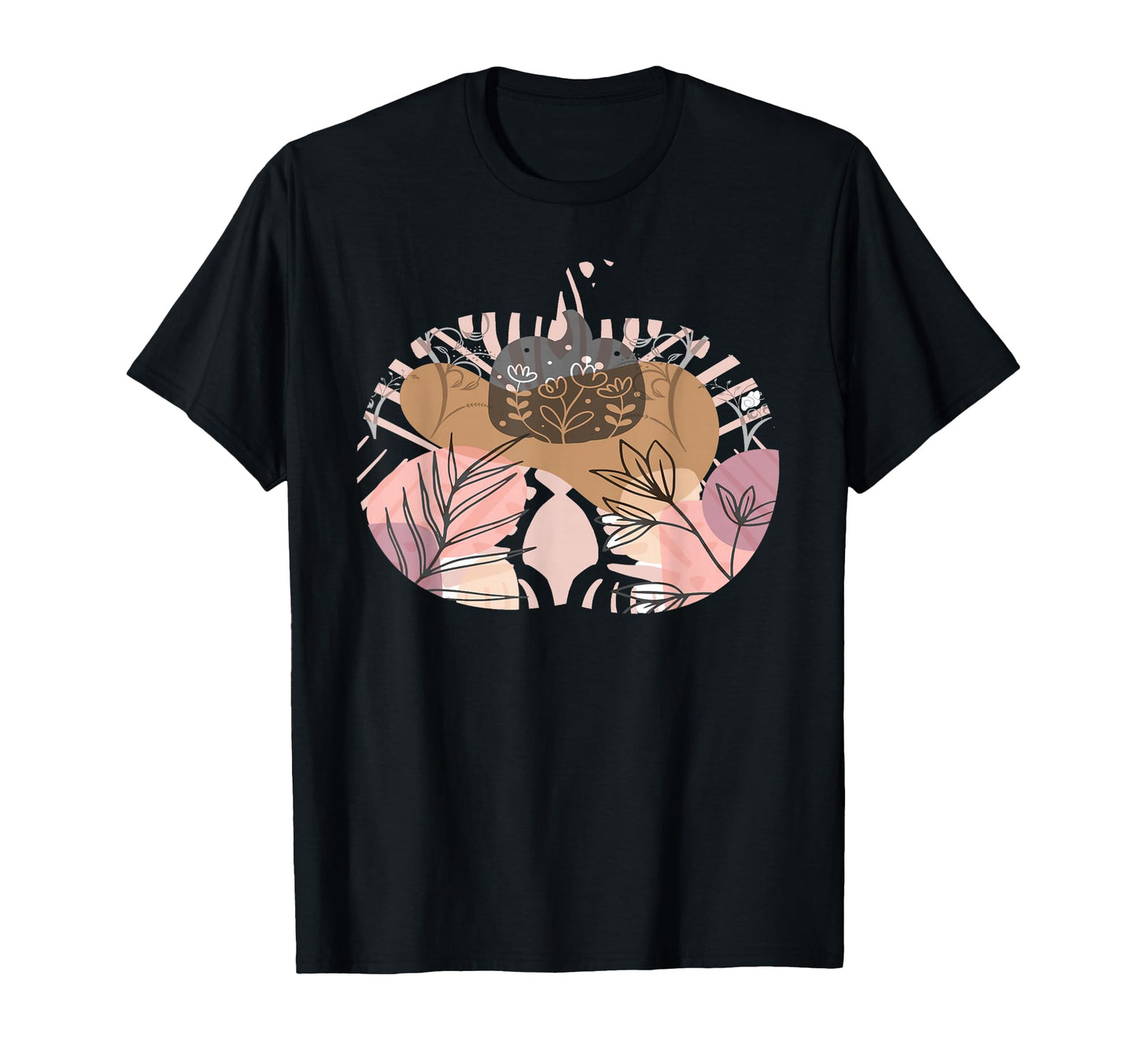 Boho Pumpkin Floral Line Art T-Shirt - Minimalist Print for Adults - T-Shirt, Sweatshirt, Hoodie