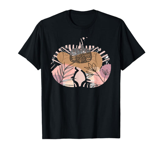 Boho Pumpkin Floral Line Art T-Shirt - Minimalist Print for Adults - T-Shirt, Sweatshirt, Hoodie