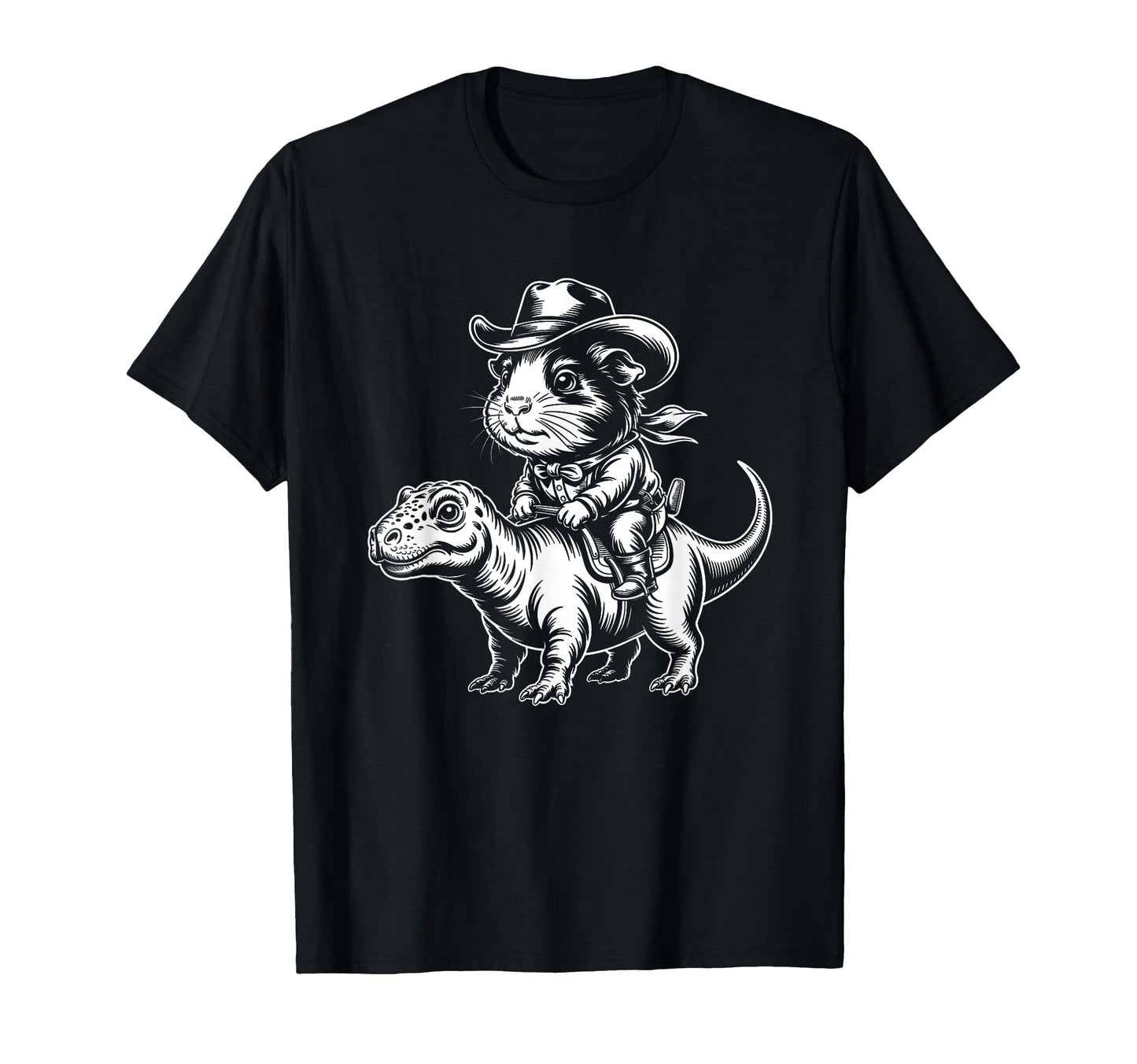 Guinea Pig Cowboy Dinosaur T-Shirt - Minimalist Print for Adults - T-Shirt, Sweatshirt, Hoodie