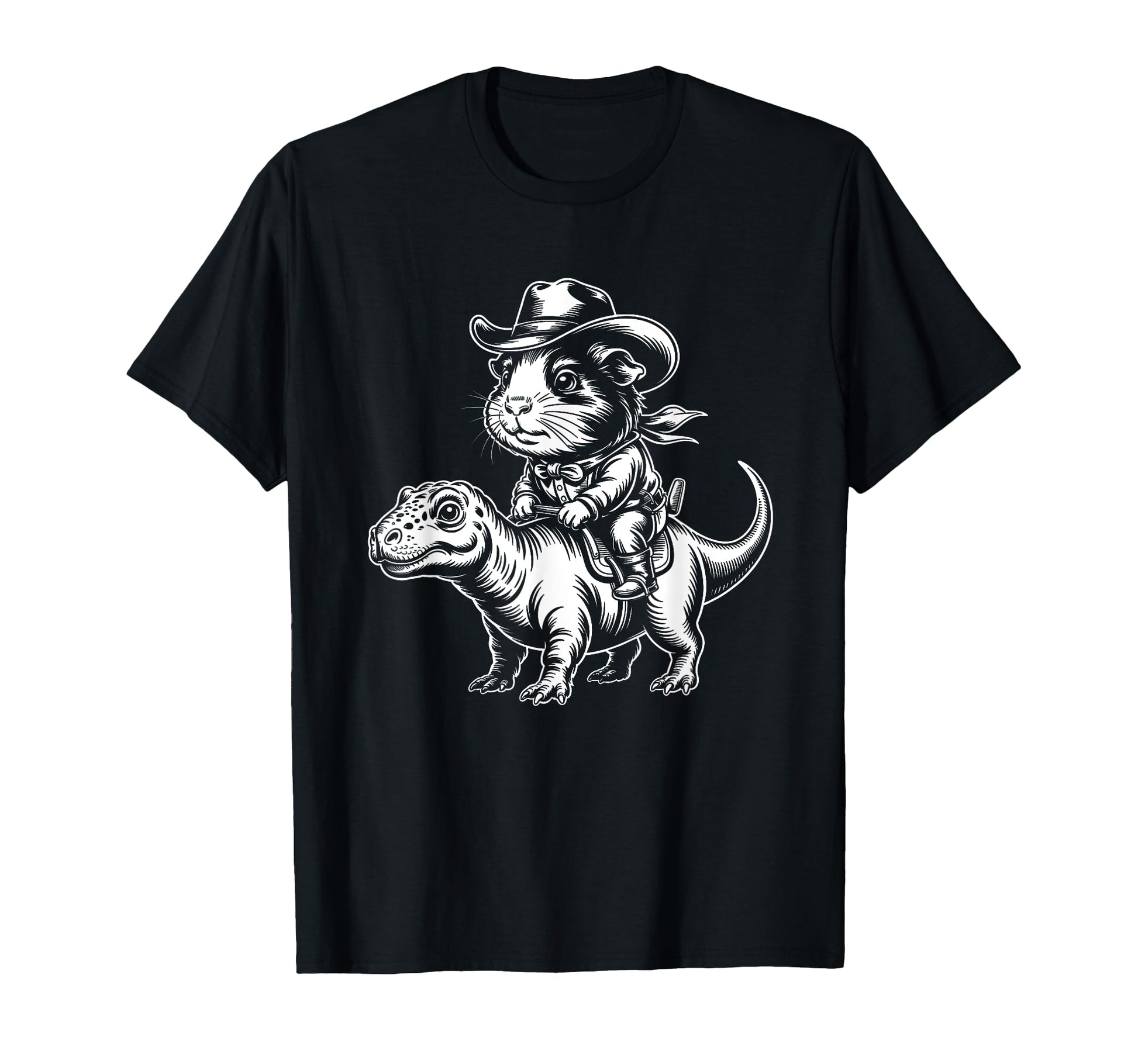 Guinea Pig Cowboy Dinosaur T-Shirt - Minimalist Print for Adults - T-Shirt, Sweatshirt, Hoodie