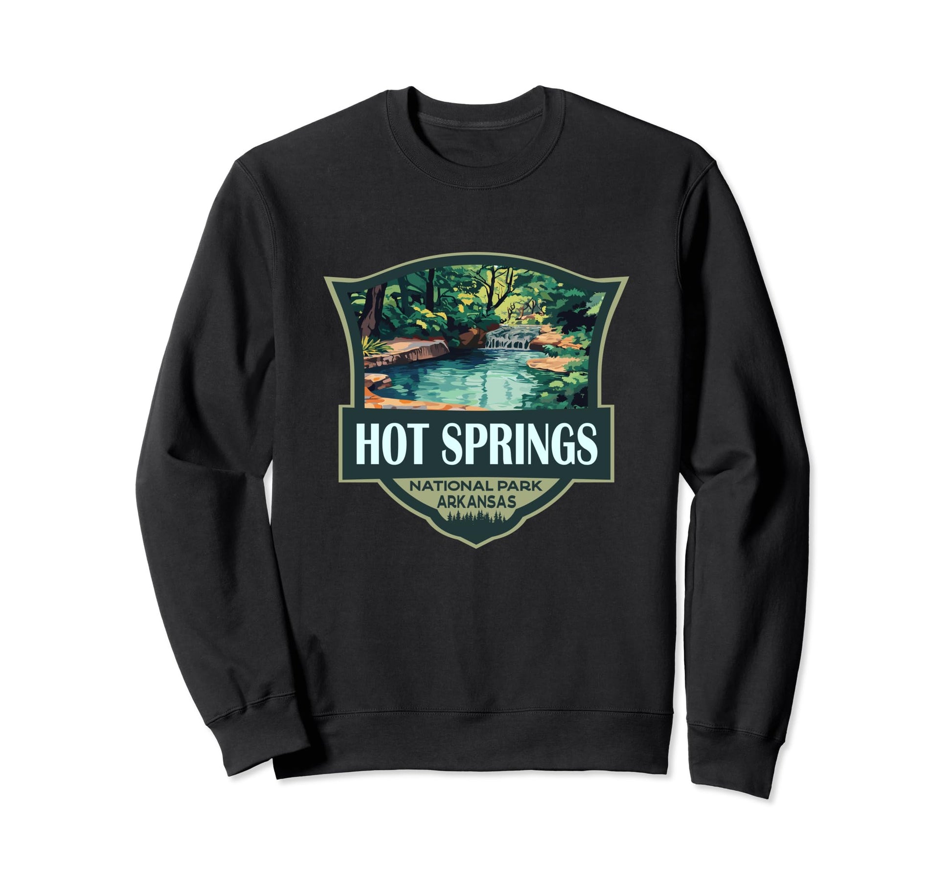 Hot Springs National Park Illustration Sweatshirt - Novelty Apparel Unisex - T-Shirt, Sweatshirt, Hoodie