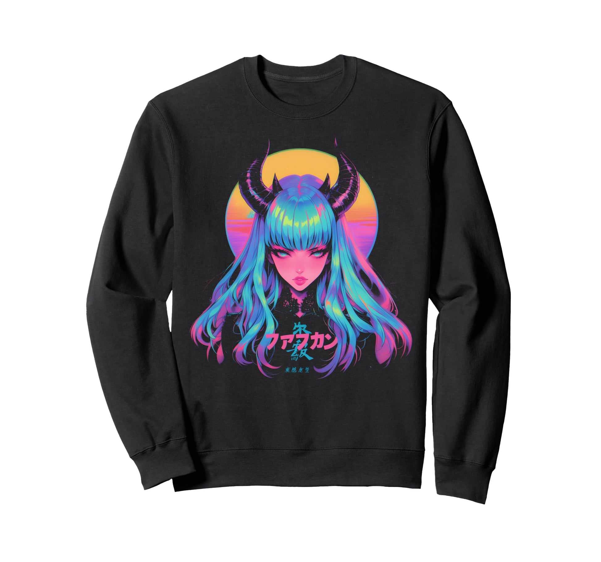 Goth Grunge Demon Anime Waifu Sweatshirt - Custom Art Print for Adults - T-Shirt, Sweatshirt, Hoodie