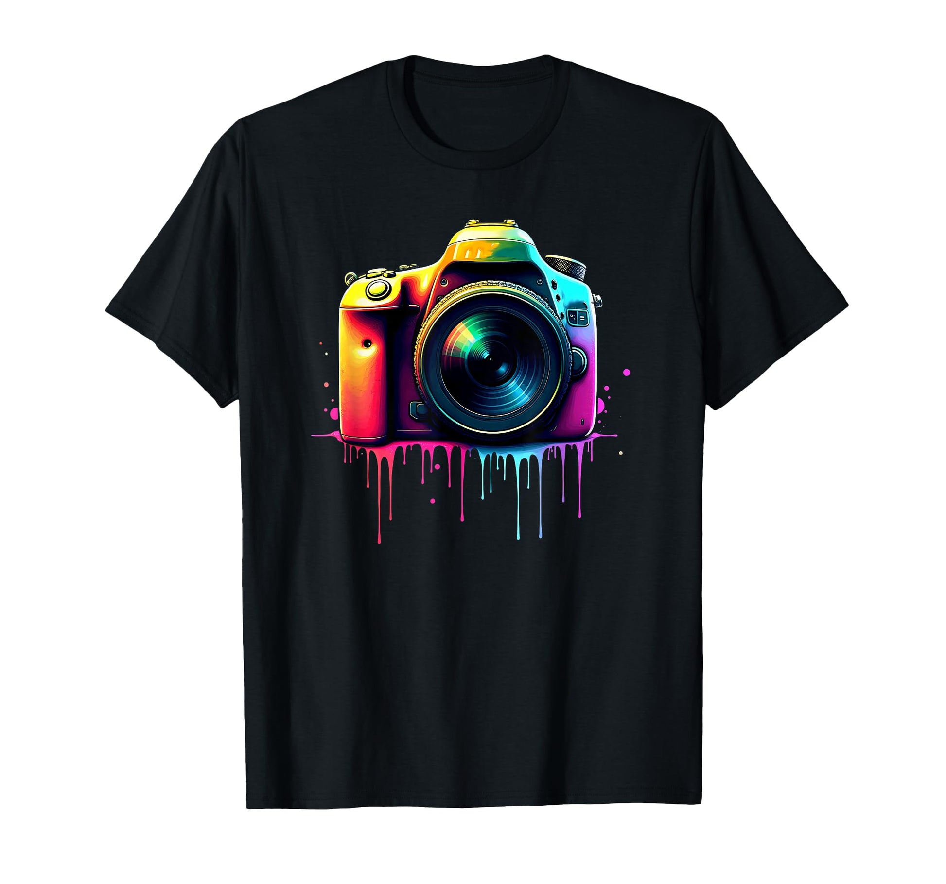 Photography Colorful Camera Dripping T-Shirt - Streetwear Style for Adults - T-Shirt, Sweatshirt, Hoodie