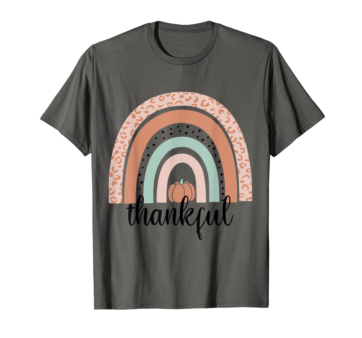 Rainbow Thankful Pumpkin Fall T-Shirt - Graphic Print Men Women - T-Shirt, Sweatshirt, Hoodie