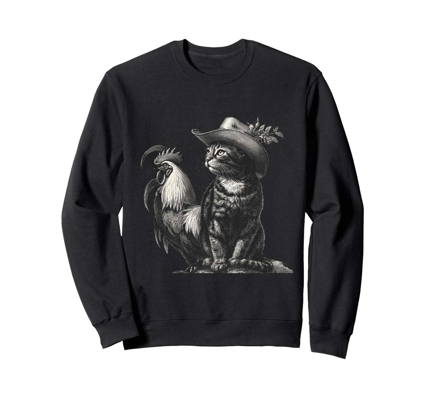 Cat Cowboy Western Country Cowgirl Sweatshirt - Unique Graphic Men Women - T-Shirt, Sweatshirt, Hoodie