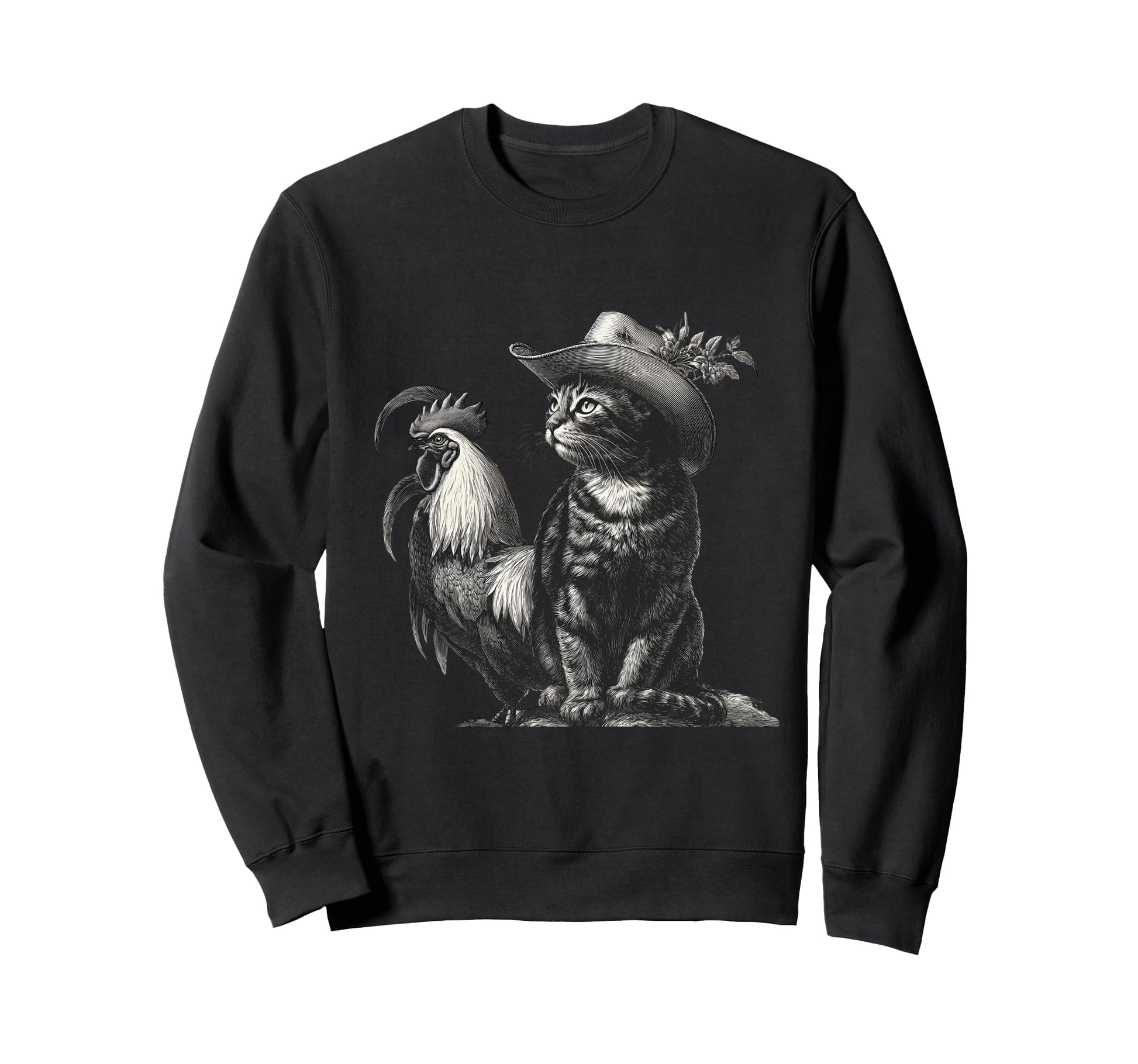Cat Cowboy Western Country Cowgirl Sweatshirt - Unique Graphic Men Women - T-Shirt, Sweatshirt, Hoodie