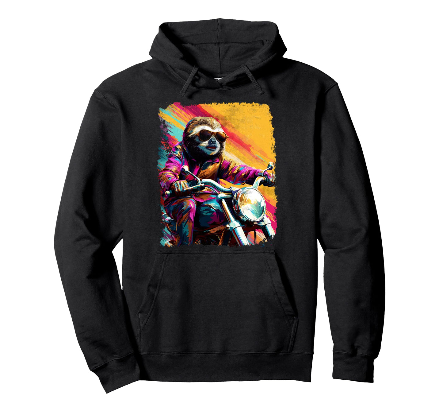 Sloth Motorcycle Hoodie - Aesthetic Graphic for Adults - T-Shirt, Sweatshirt, Hoodie