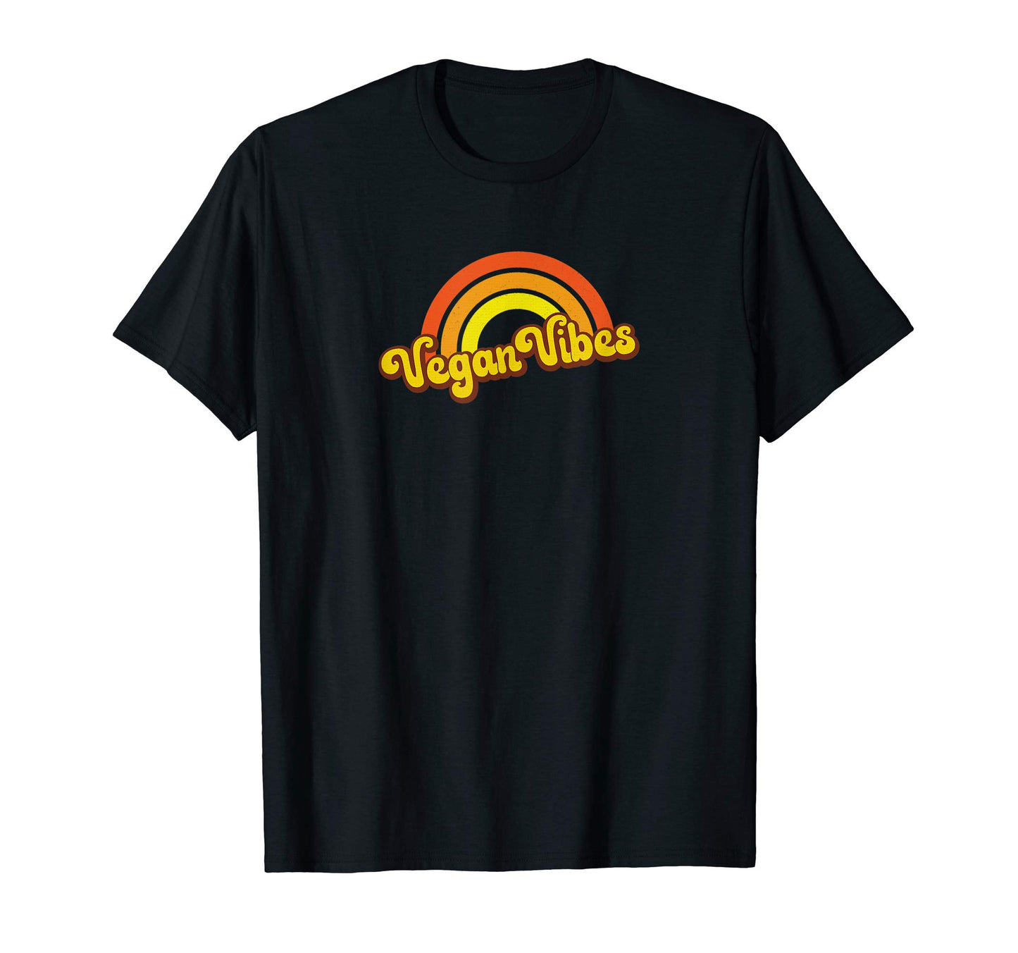 Vegan Vibes 70S 80S Orange Rainbow T-Shirt - Streetwear Style for Adults - T-Shirt, Sweatshirt, Hoodie
