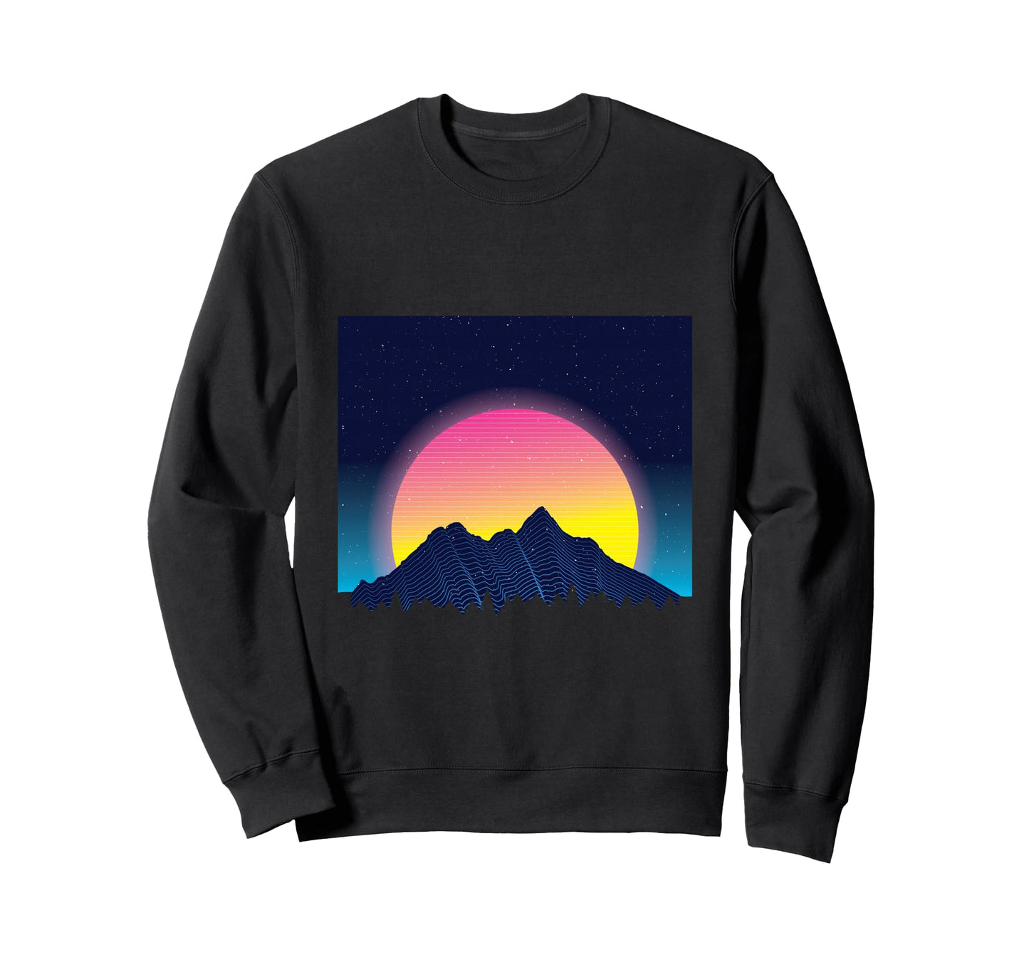 Retrowave Mountain Landscape Sweatshirt - Streetwear Style for Adults - T-Shirt, Sweatshirt, Hoodie