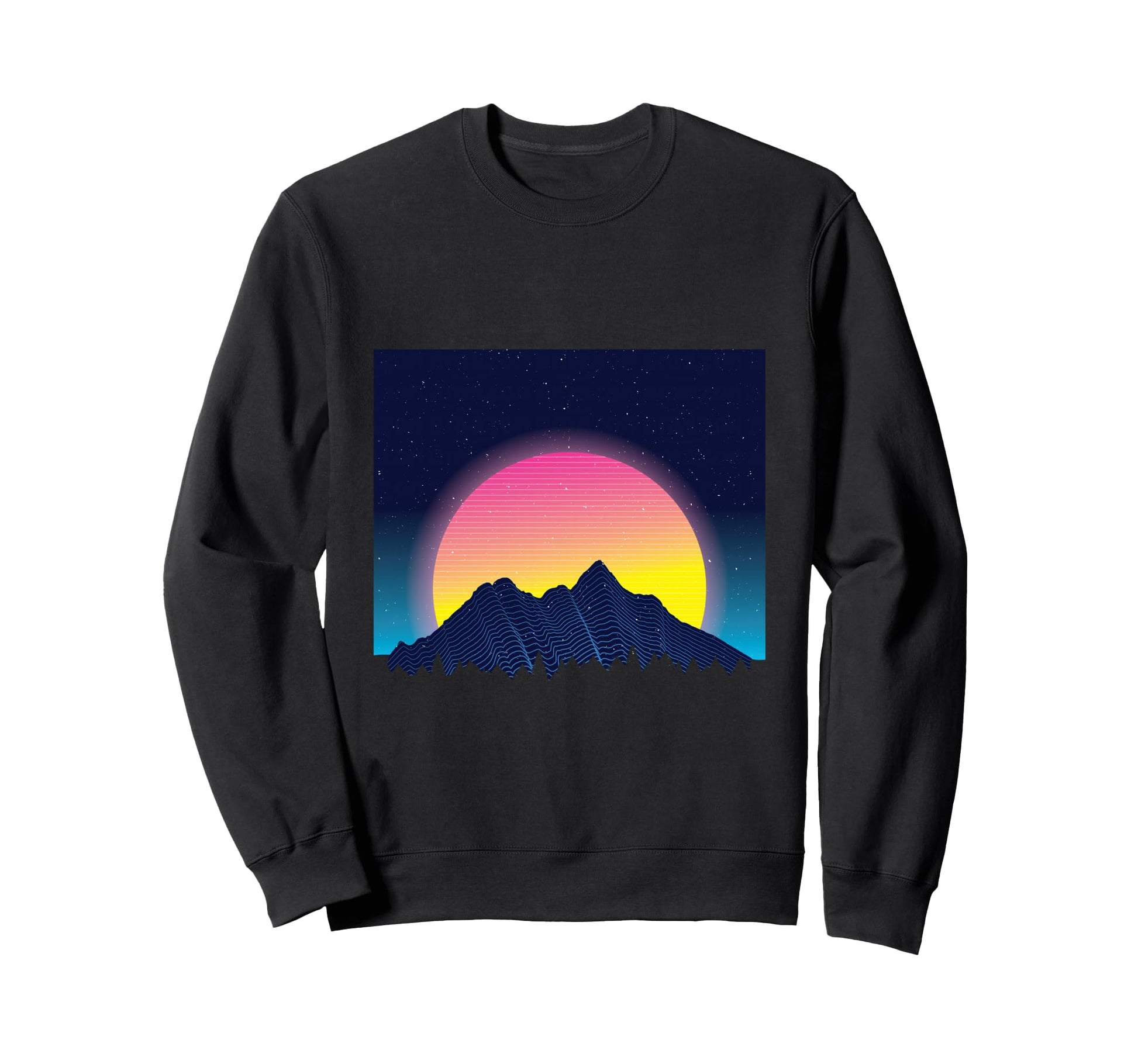 Retrowave Mountain Landscape Sweatshirt - Streetwear Style for Adults - T-Shirt, Sweatshirt, Hoodie