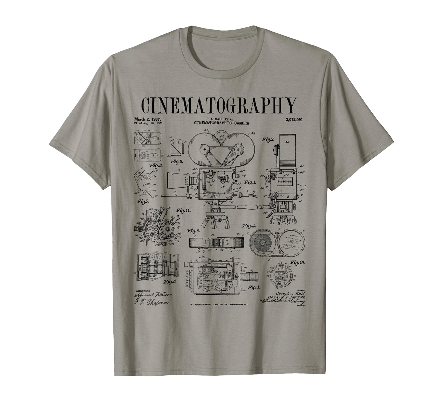 Cinematography Movie Film Camera Patent T-Shirt - Custom Art Print Unisex - T-Shirt, Sweatshirt, Hoodie