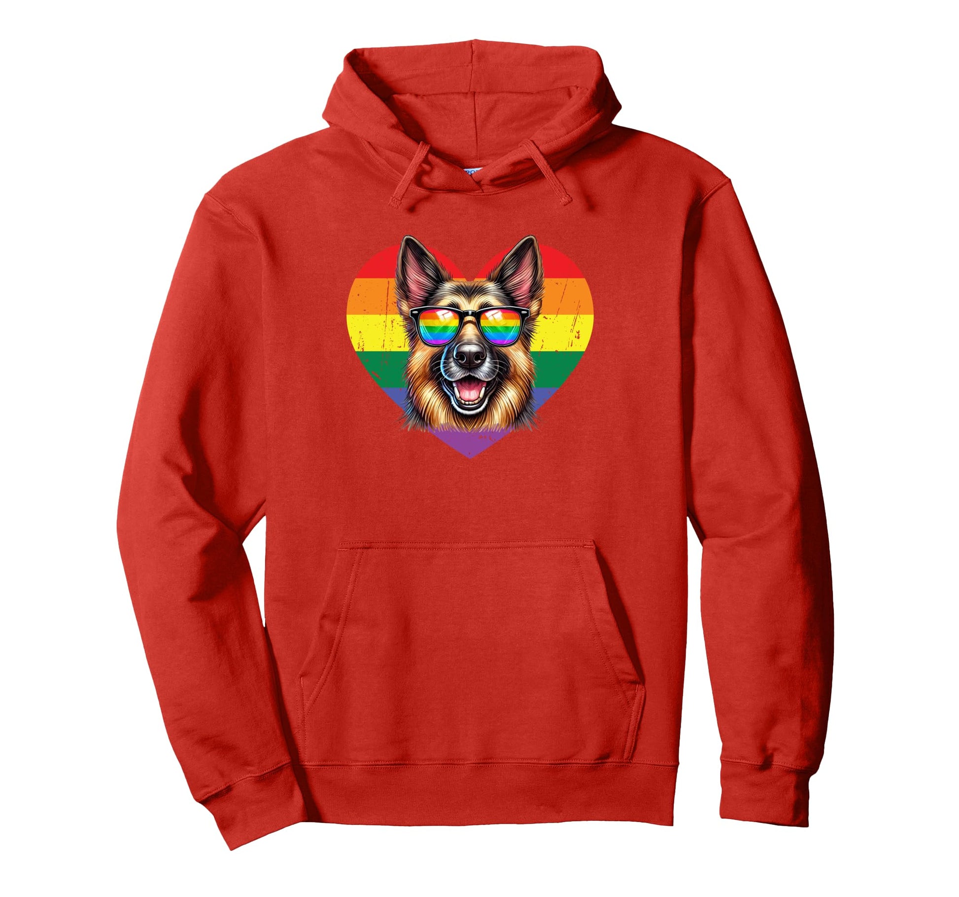 Rainbow Love Heart Dog Pride Lgbt Funny Hoodie - Streetwear Style Unisex - T-Shirt, Sweatshirt, Hoodie
