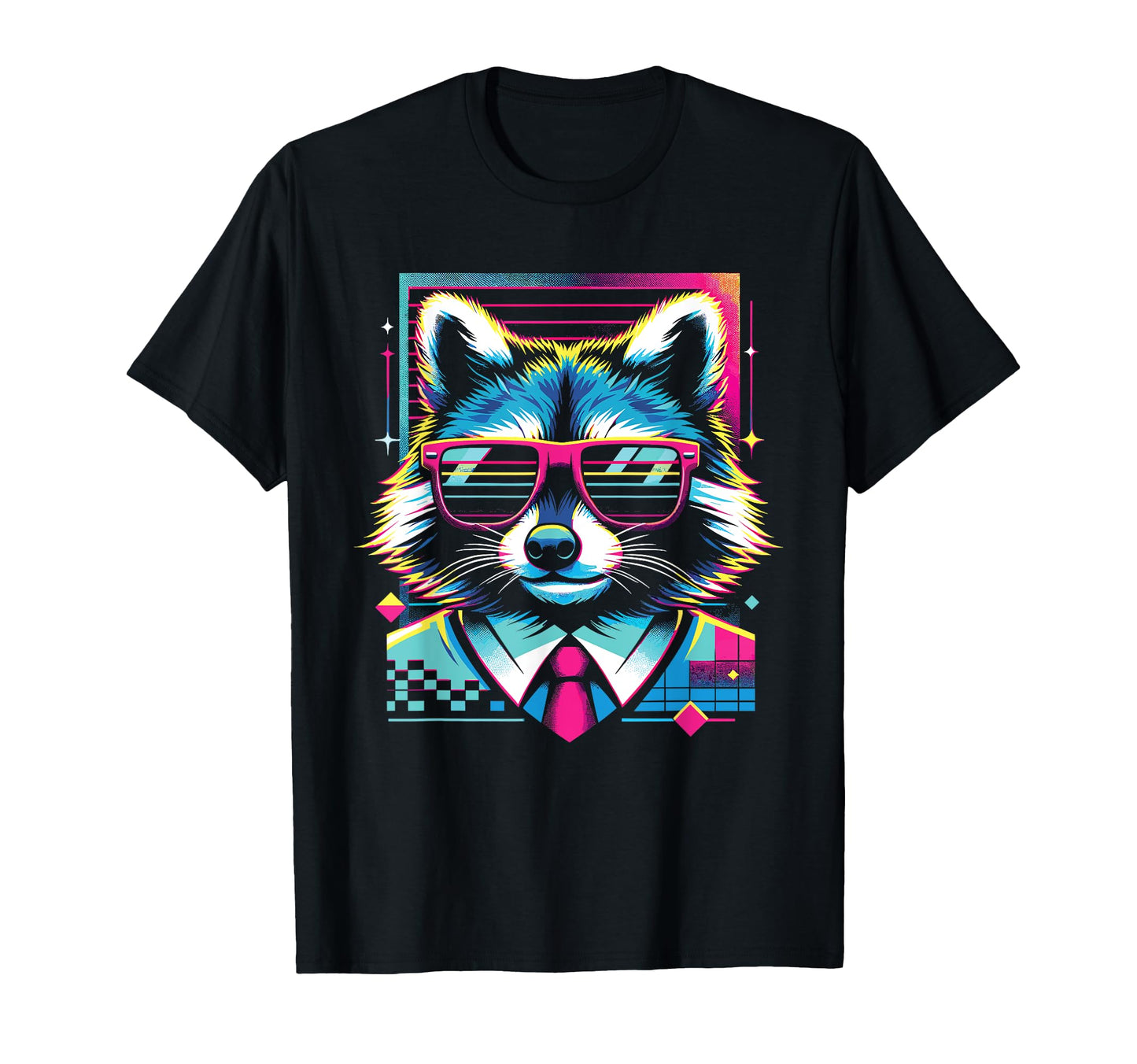 Raccoon Sunglasses 80S Aesthetic T-Shirt - Minimalist Print Men Women - T-Shirt, Sweatshirt, Hoodie