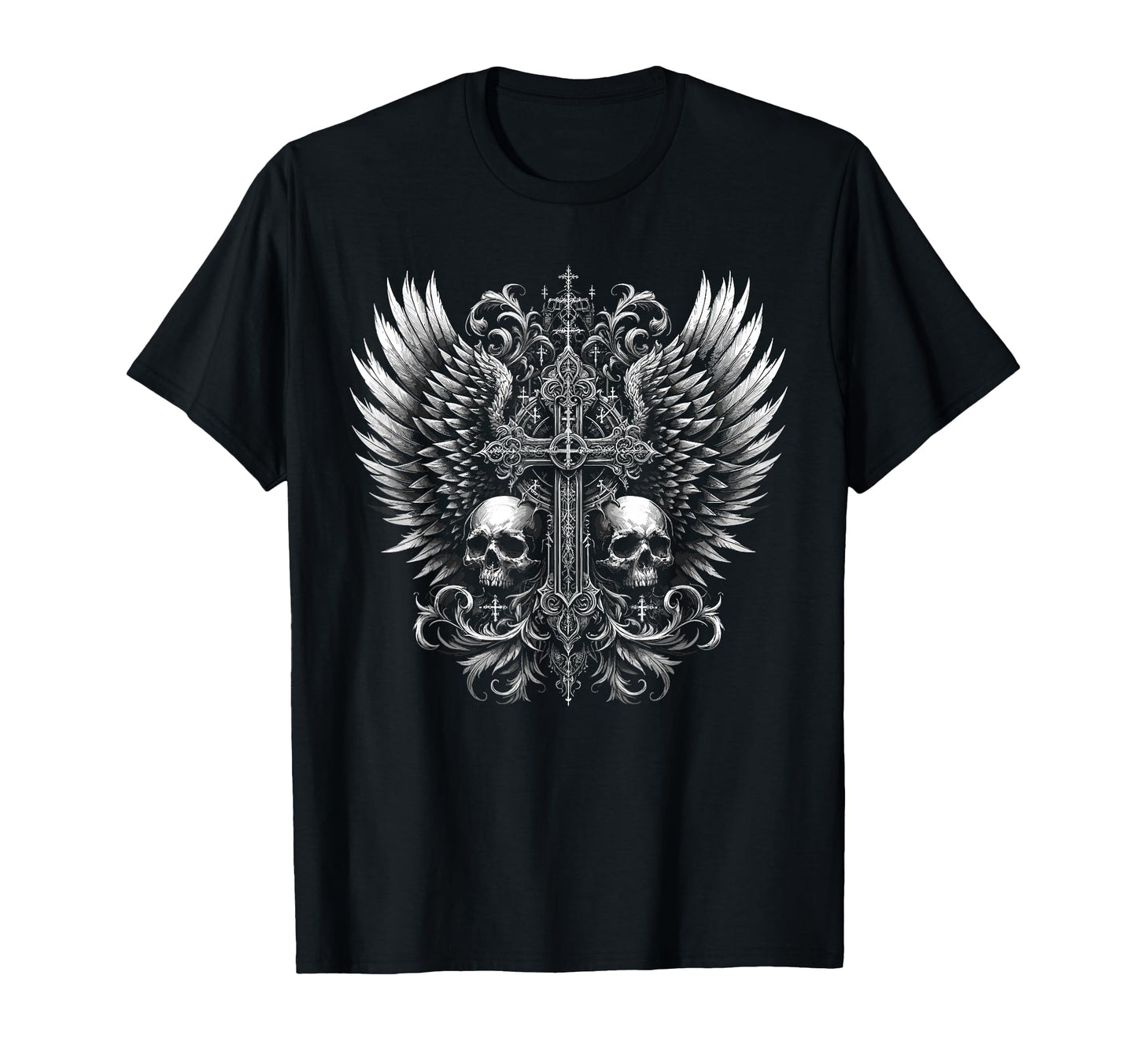 Emo Y2K Grunge Alt Goth Skull Cross T-Shirt - Fun Novelty Design Men Women - T-Shirt, Sweatshirt, Hoodie