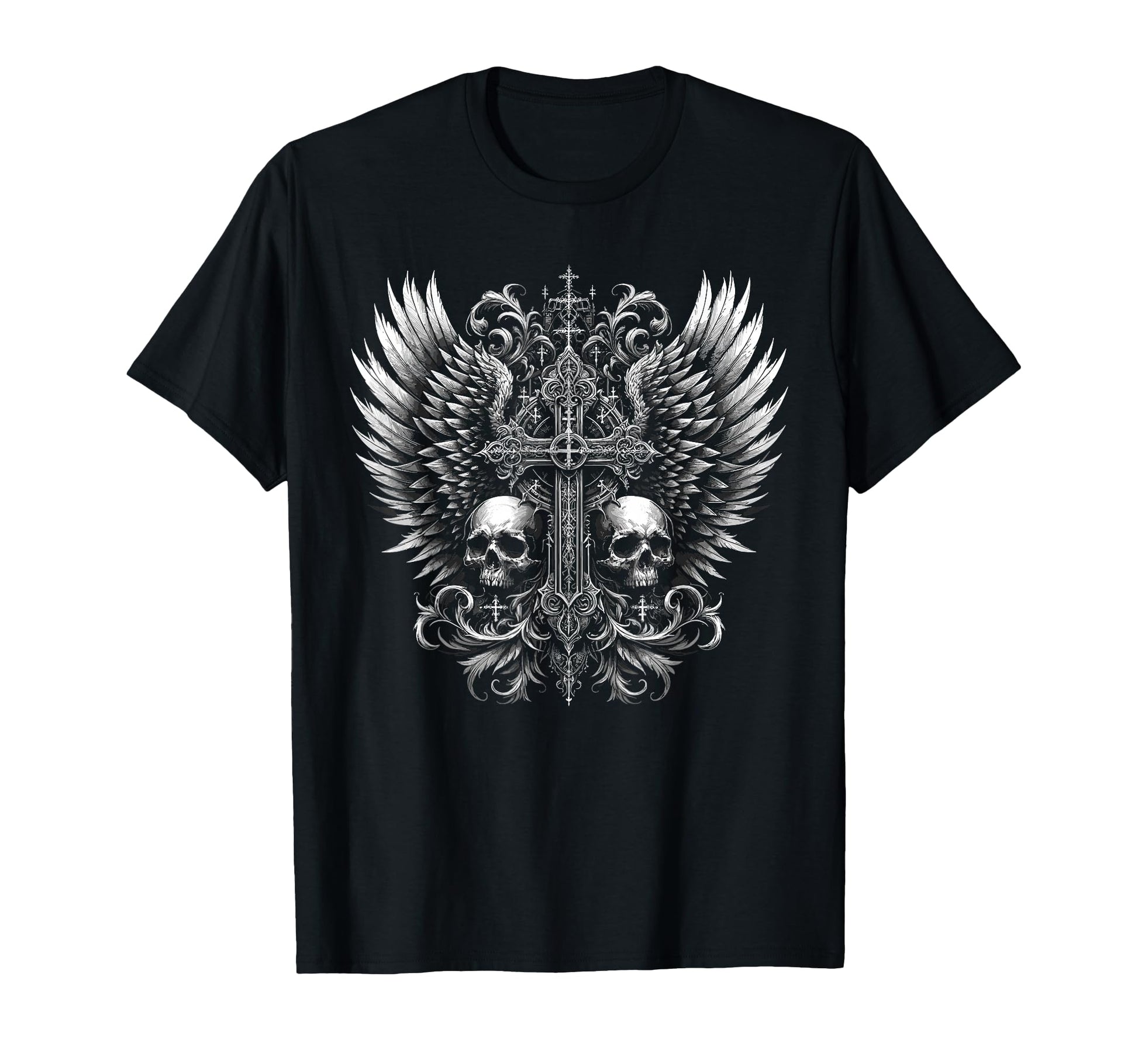 Emo Y2K Grunge Alt Goth Skull Cross T-Shirt - Fun Novelty Design Men Women - T-Shirt, Sweatshirt, Hoodie