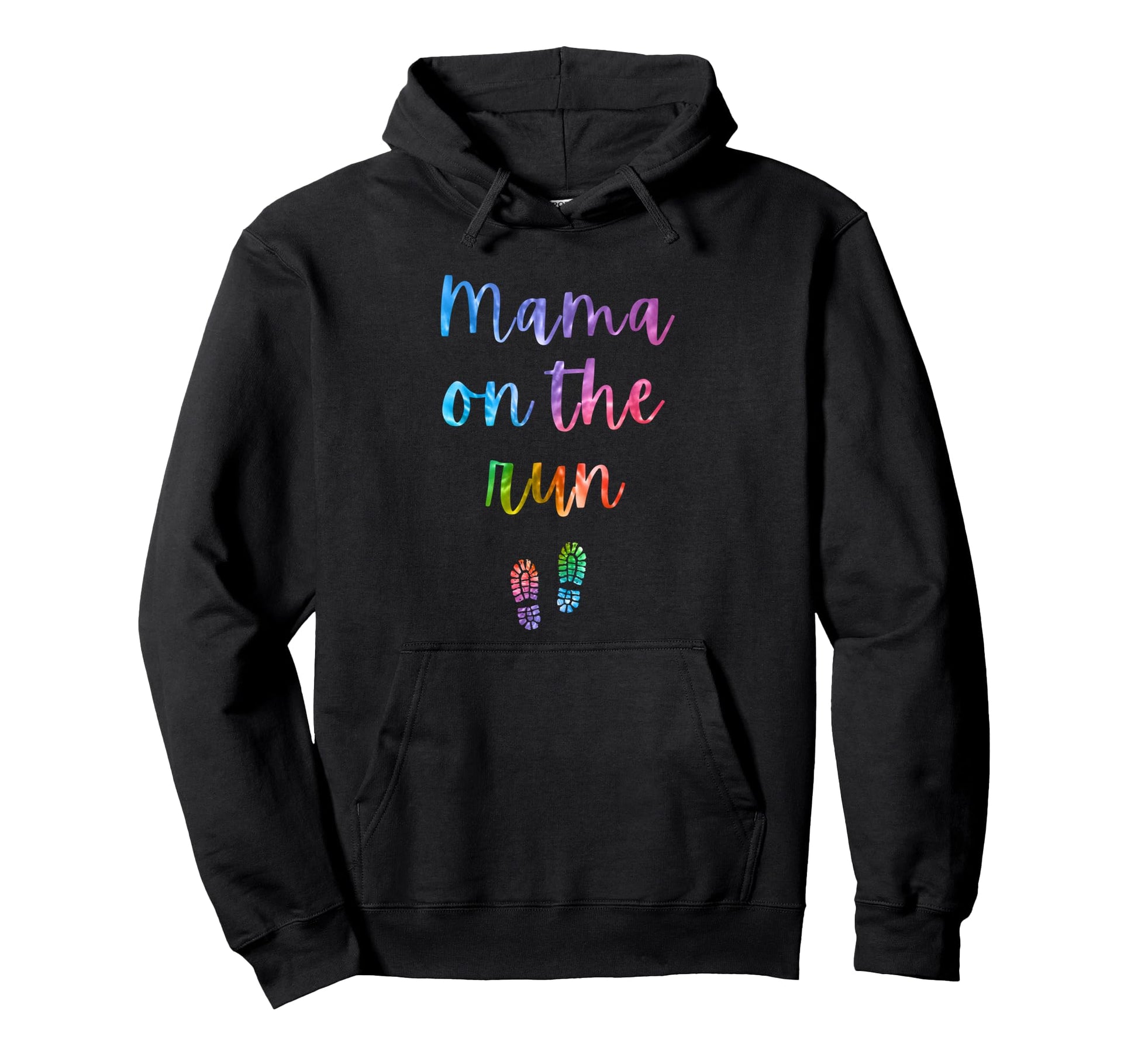 Mama Run Funny Running Mom Rainbow Tie Dye Hoodie - Minimalist Print Unisex - T-Shirt, Sweatshirt, Hoodie