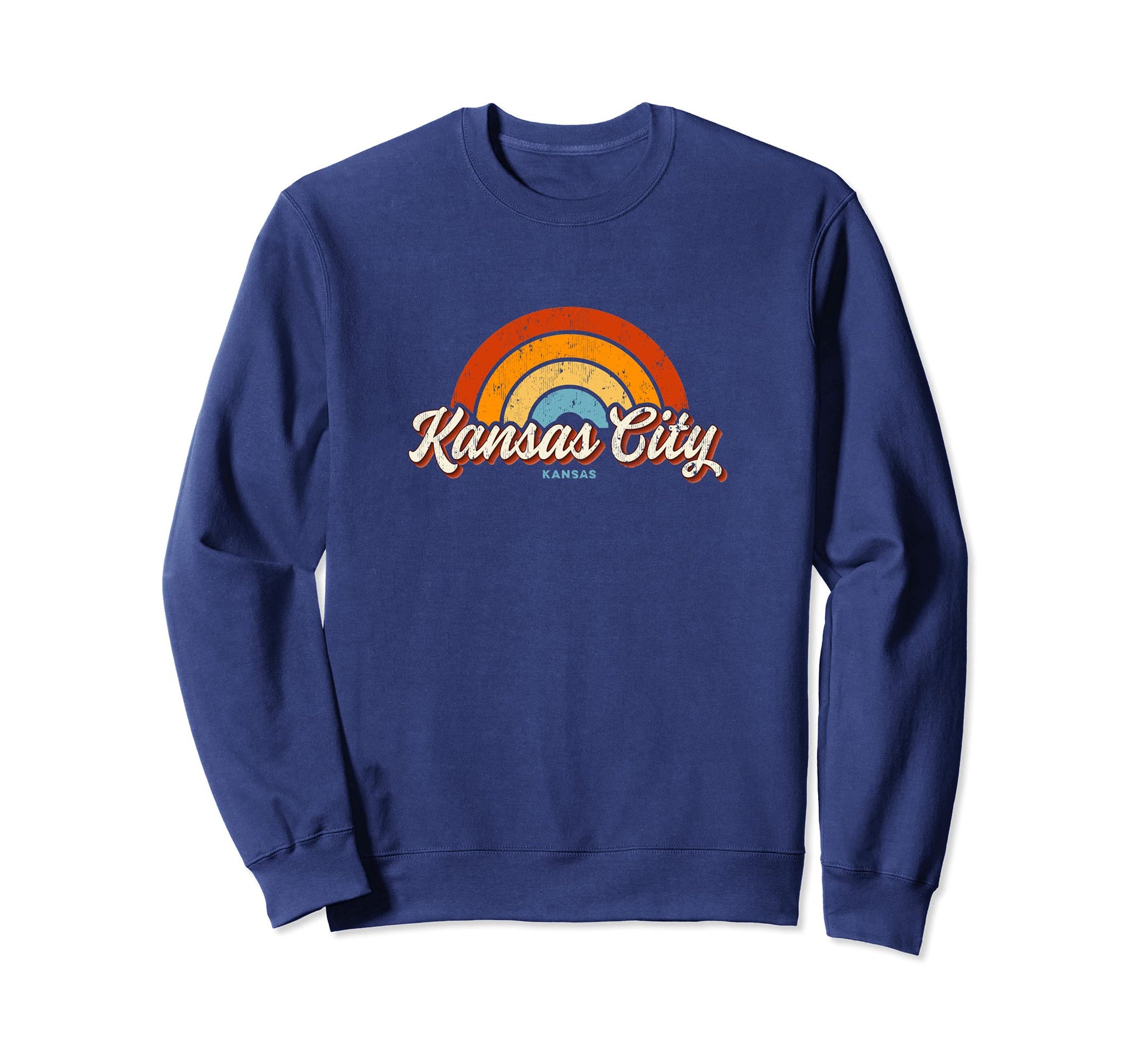 Kansas City Kansas Ks Rainbow 70S Sweatshirt - Trendy Graphic Unisex - T-Shirt, Sweatshirt, Hoodie