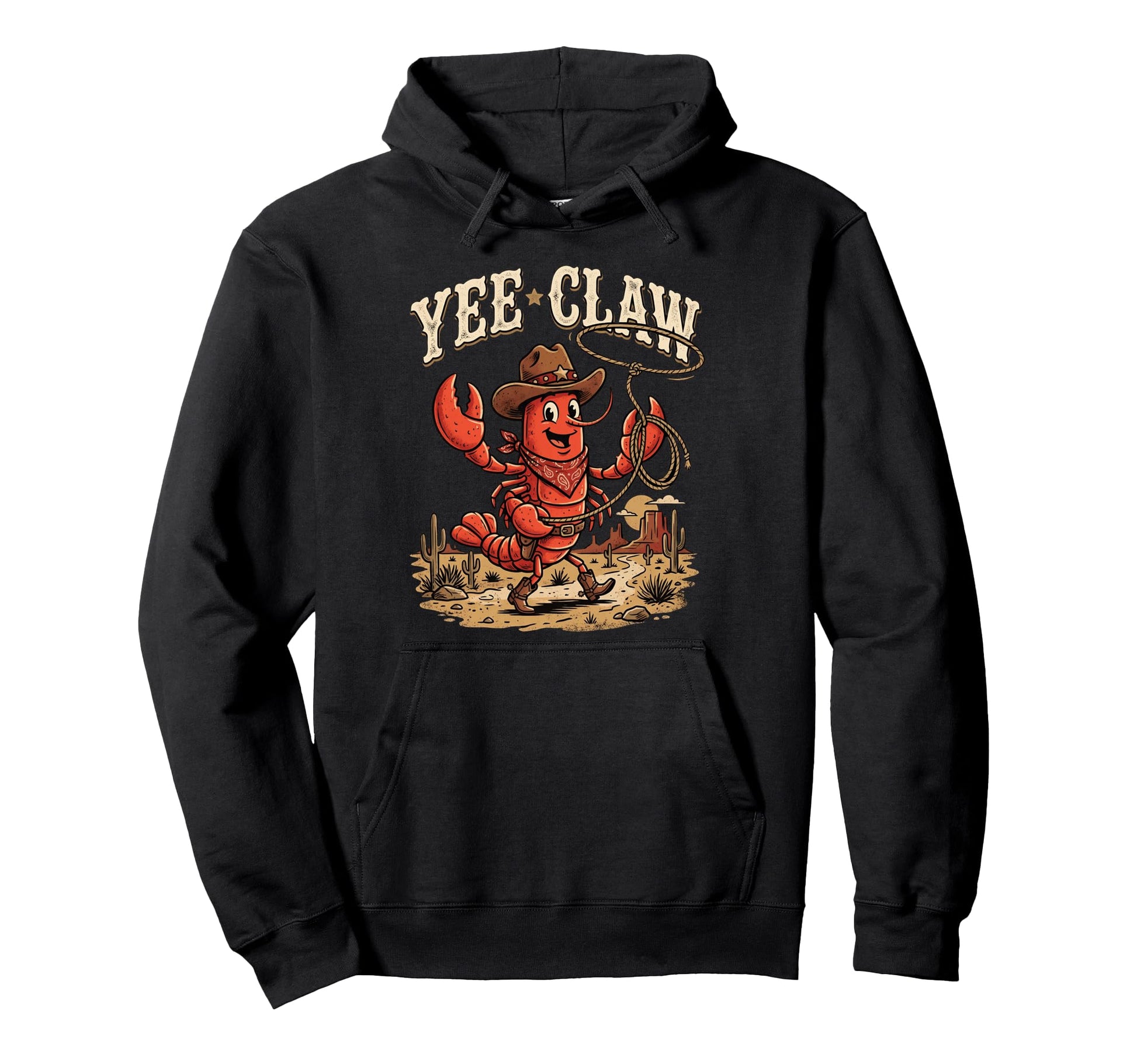 Yee Claw Crawfish Western Country Cowboy Hoodie - Graphic Print Unisex - T-Shirt, Sweatshirt, Hoodie
