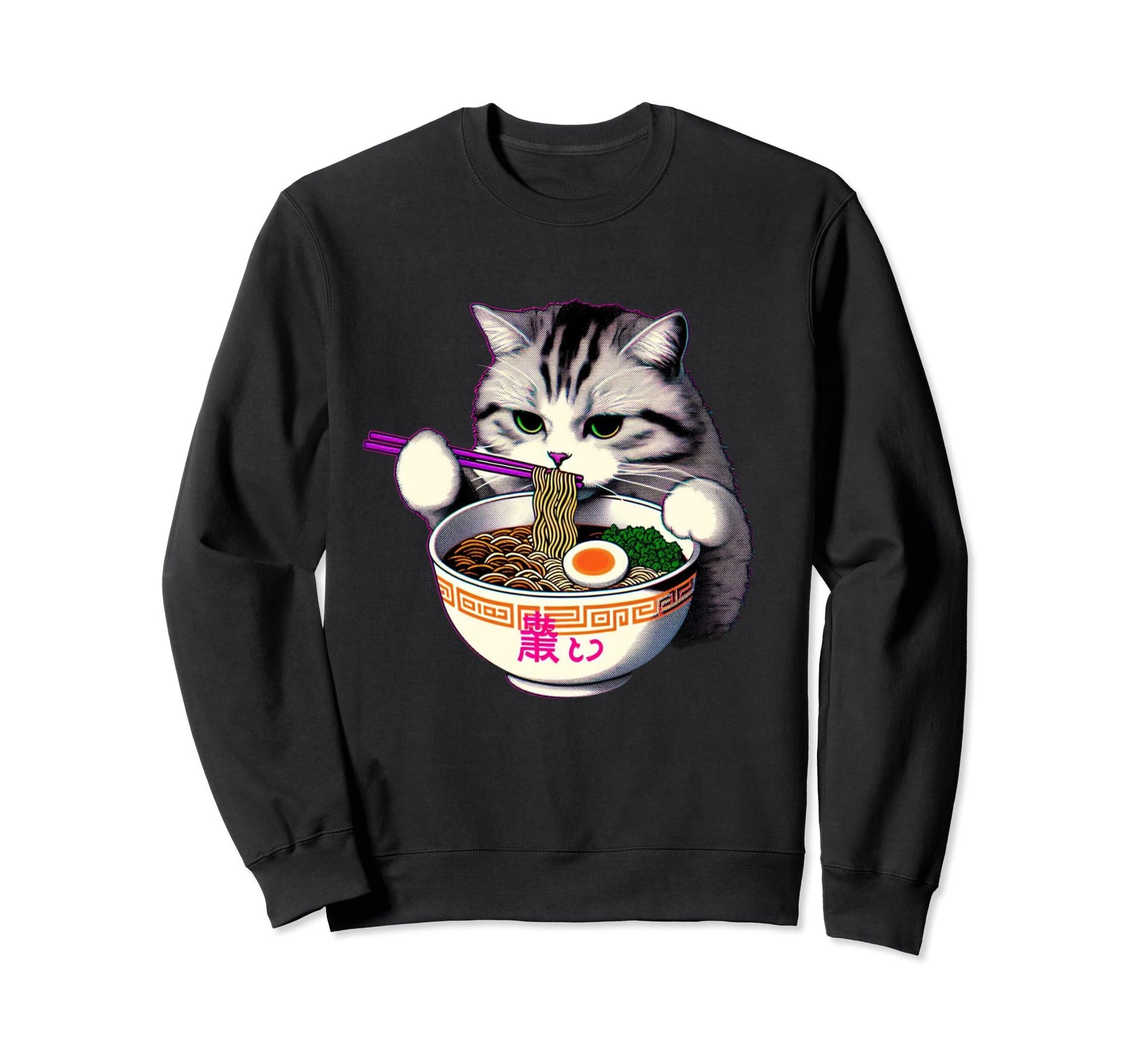 Ramen Cat Vaporwave Japanese Sweatshirt - Novelty Apparel Men Women - T-Shirt, Sweatshirt, Hoodie