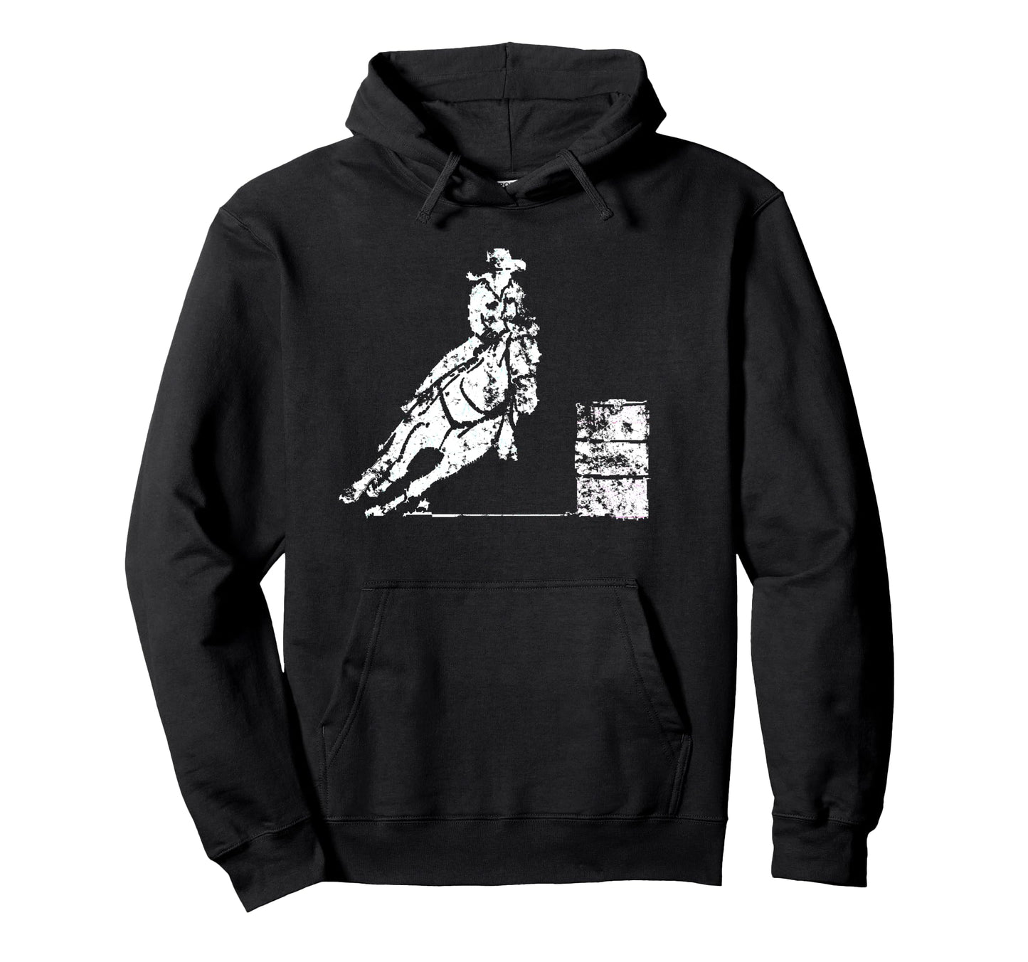 Barrel Racing Distressed White Horse Hoodie - Aesthetic Graphic Men Women - T-Shirt, Sweatshirt, Hoodie