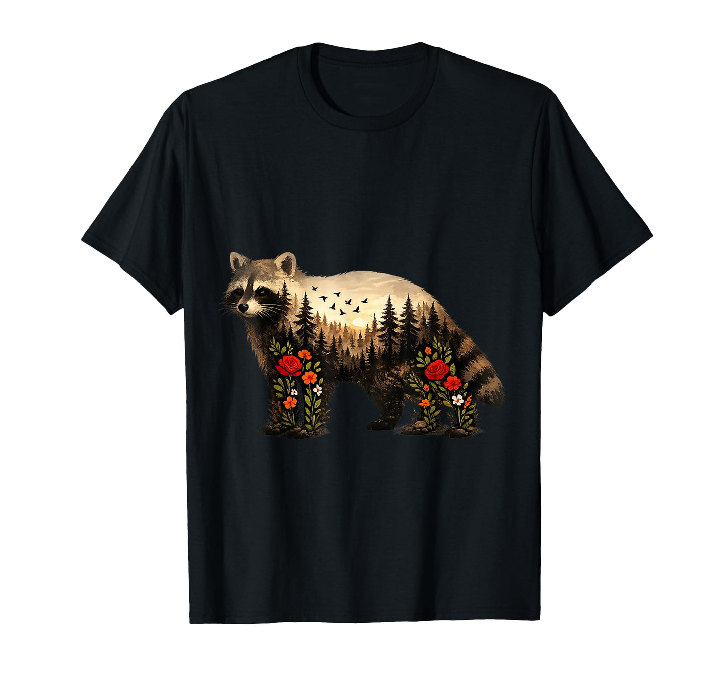 Boho Raccoon Plant Lover Botanical T-Shirt - Graphic Print for Adults - T-Shirt, Sweatshirt, Hoodie