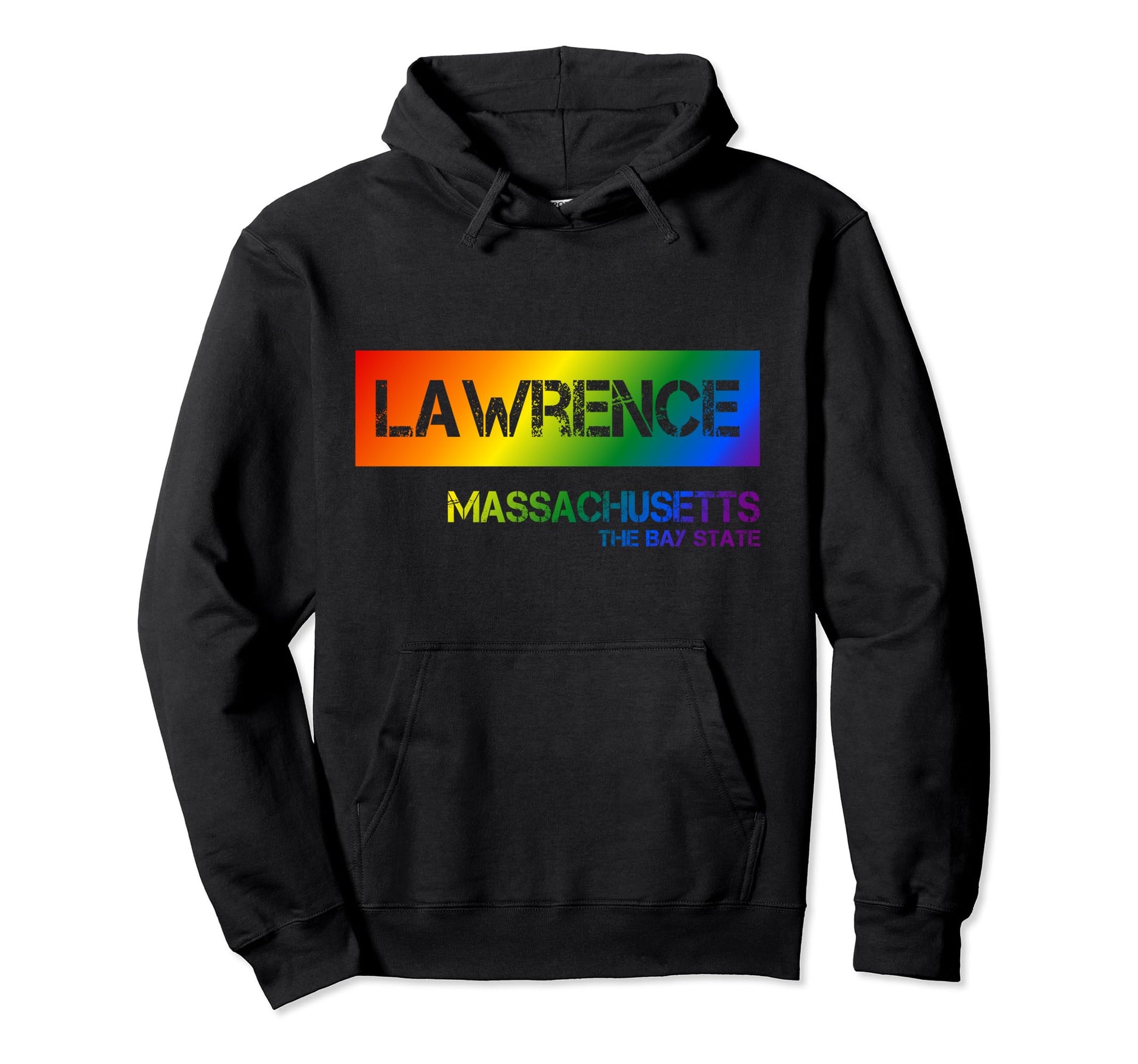 Lawrence Massachusetts Lgbtqai Rainbow Hoodie - Custom Art Print Unisex - T-Shirt, Sweatshirt, Hoodie